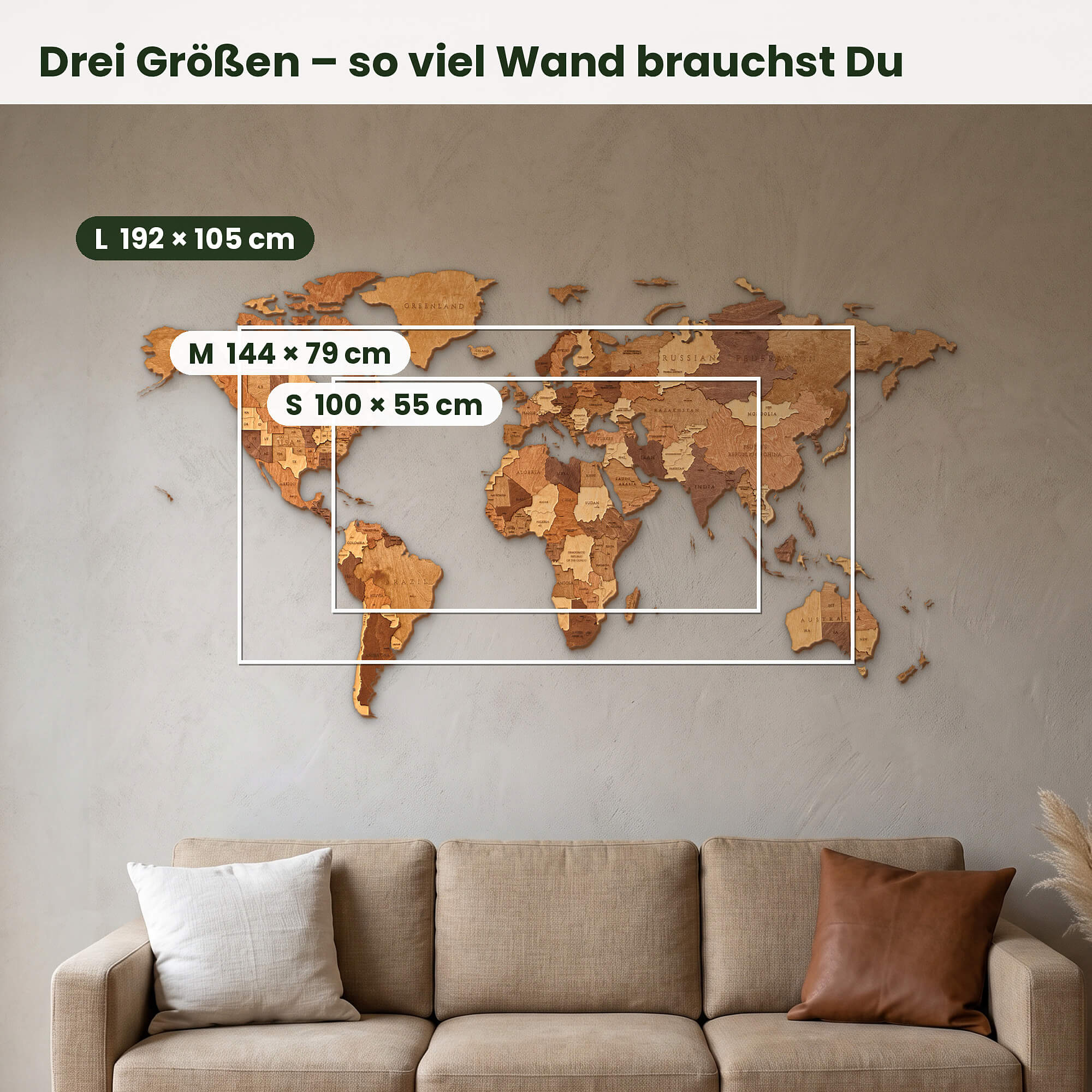 Multicolored Wooden World Map Wall Decor by Eco-Wood-Art