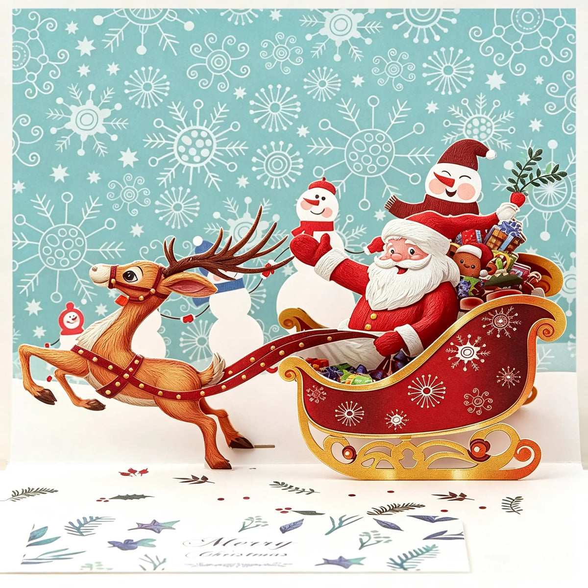 Geschenk-Set: Geschenkbeutel und 3D Pop-up Weihnachtskarte Zubehör MagicHolz