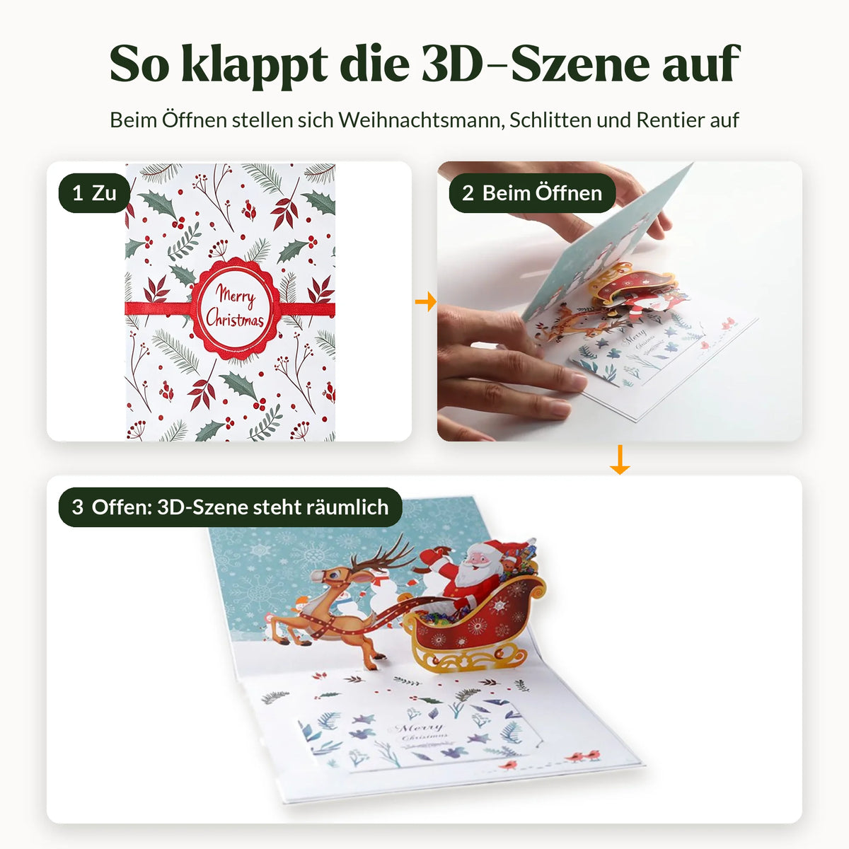3D Pop-Up Christmas Card with Envelope and Accessories MagicHolz