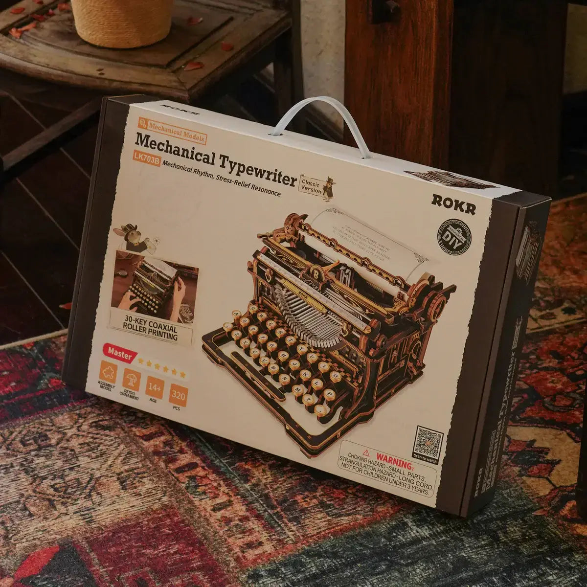 Wooden Mechanical Typewriter - Robotime Mechanical Kit