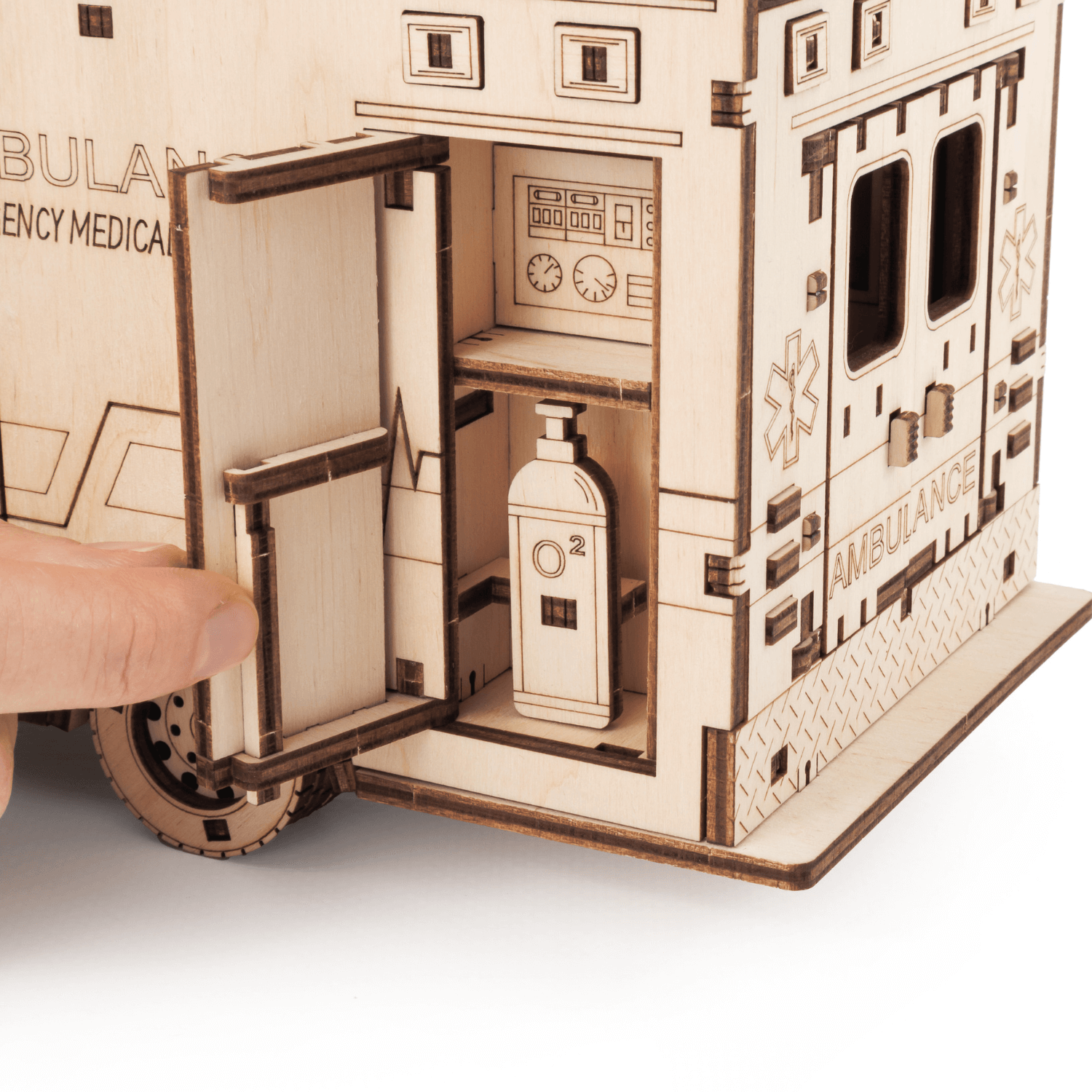 Ambulance Mechanische houten puzzel Eco-Wood-Art