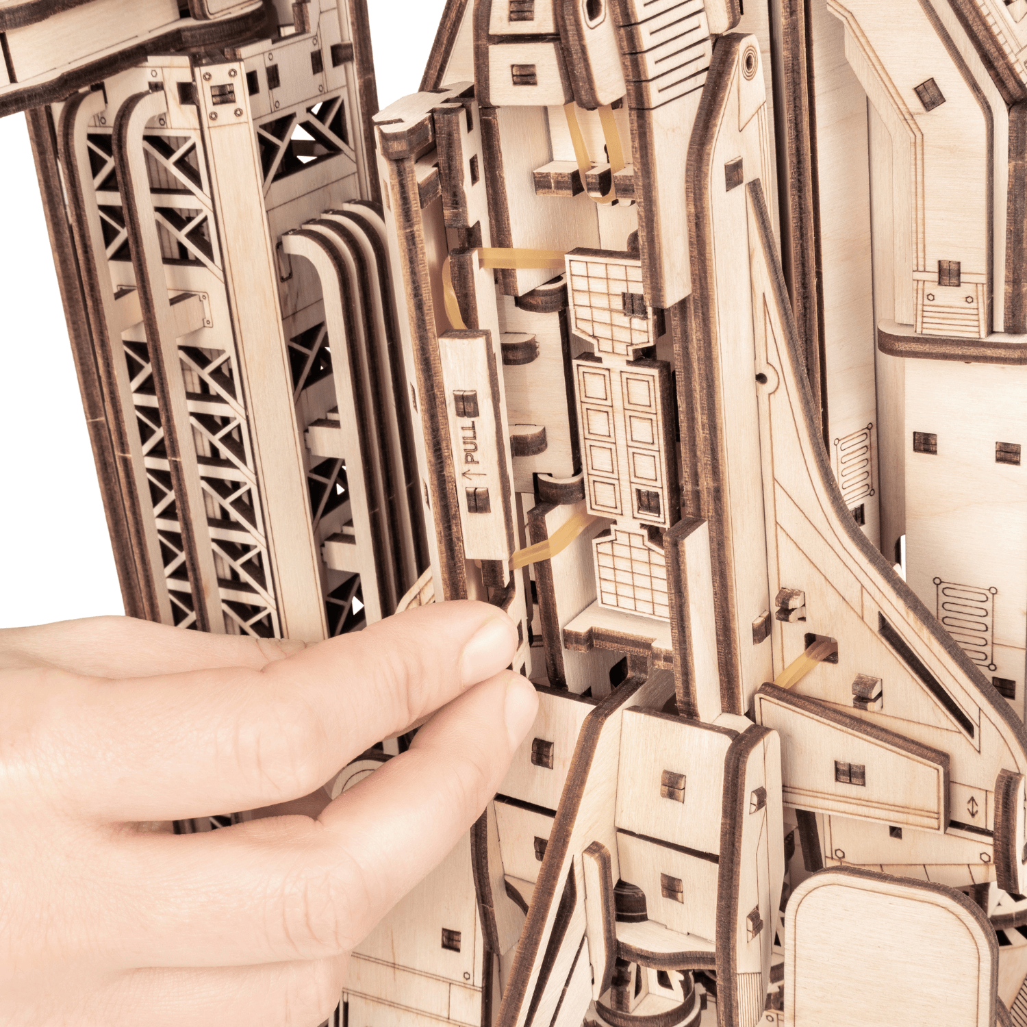 Space Shuttle Mechanische houten puzzel Eco-Wood-Art