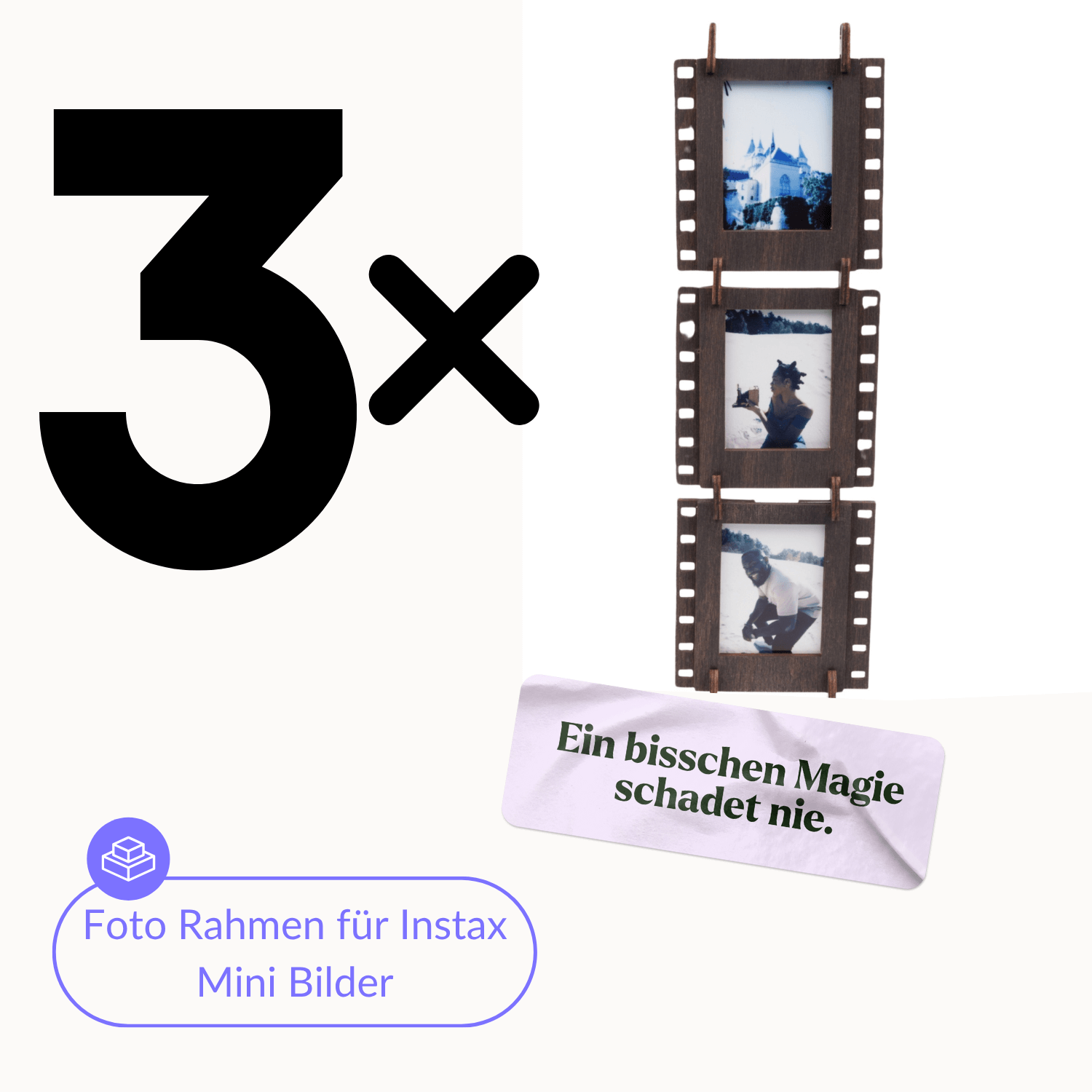 Cadre photo | pour l'appareil photo Instax Mini MagicHolz 3 x cadre photo