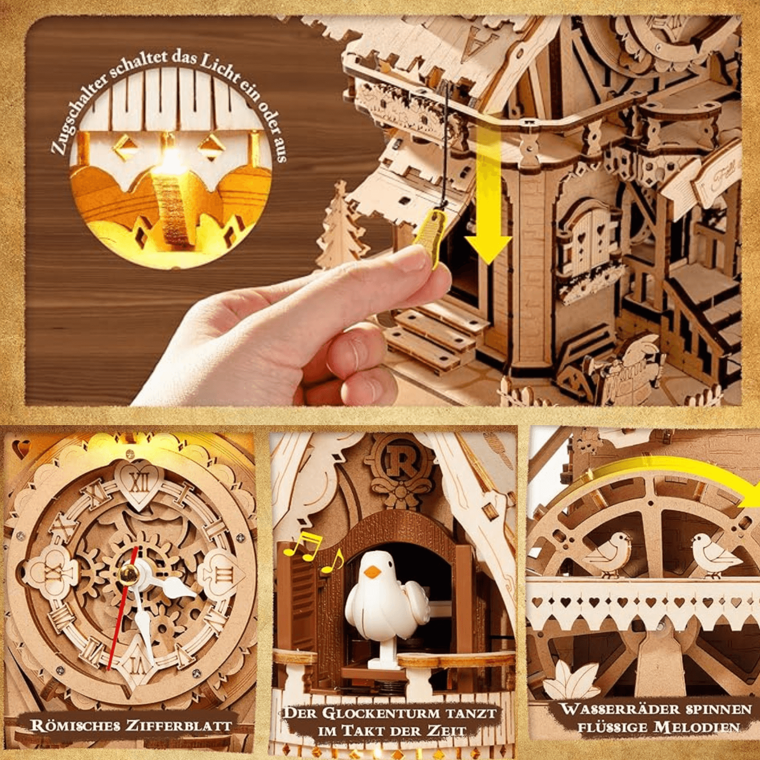 Kuckucksuhr | Farblos | 3D-Holzpuzzle