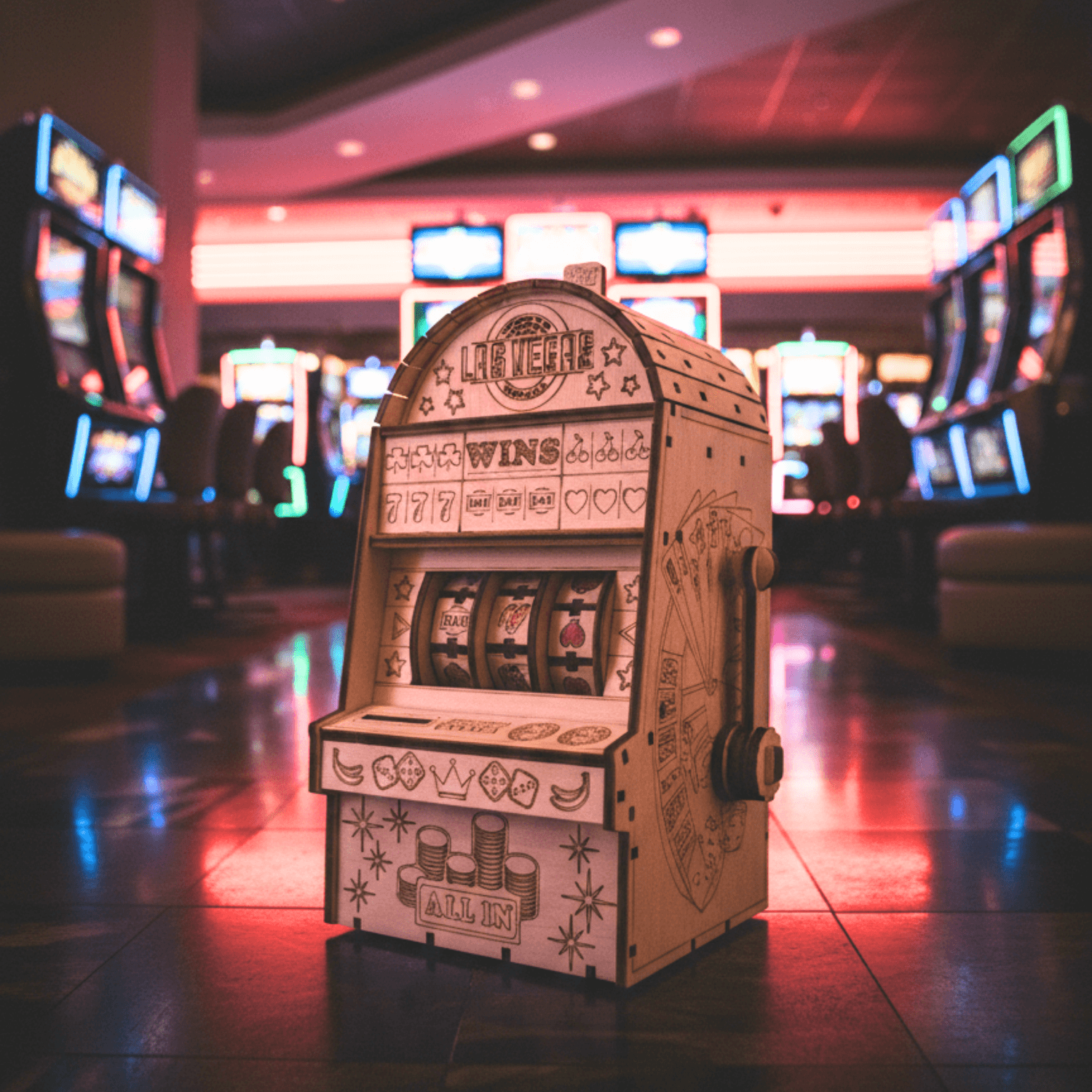 Eenarmige bandiet Mechanische houten puzzel Eco-Wood-Art Eenarmige bandiet