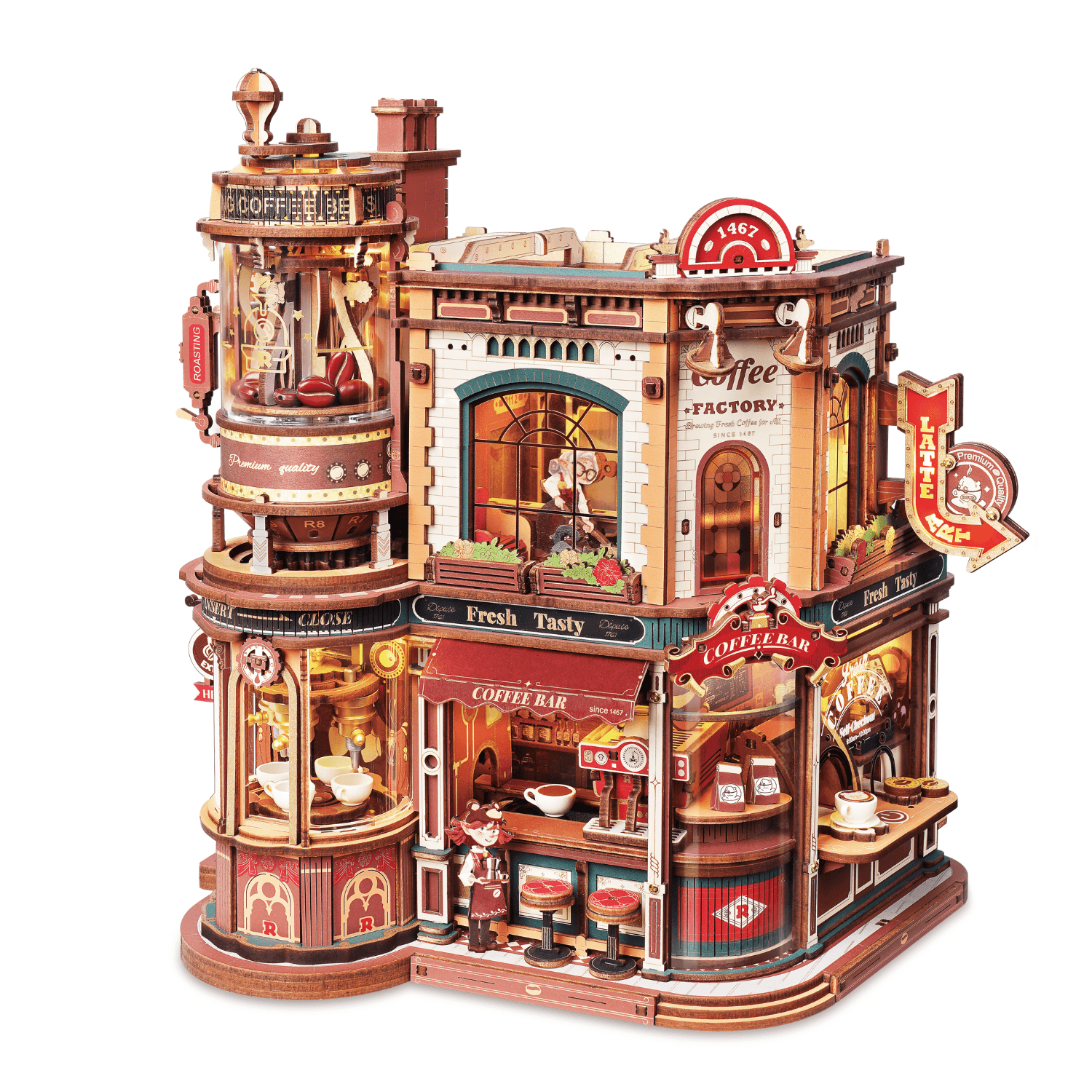 Dream Coffee Factory Mechanical Wooden Puzzle by Robotime