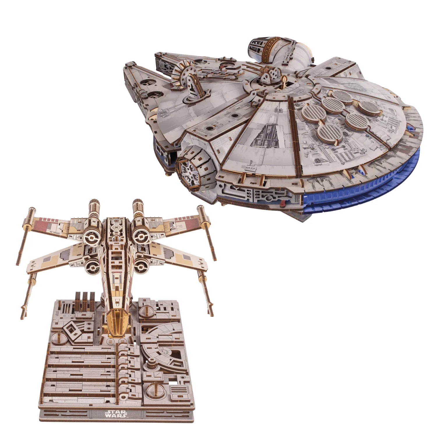Galaktisches Collectors Set X-Wing & Millennium Falcon Mechanischer Bausatz Ugears