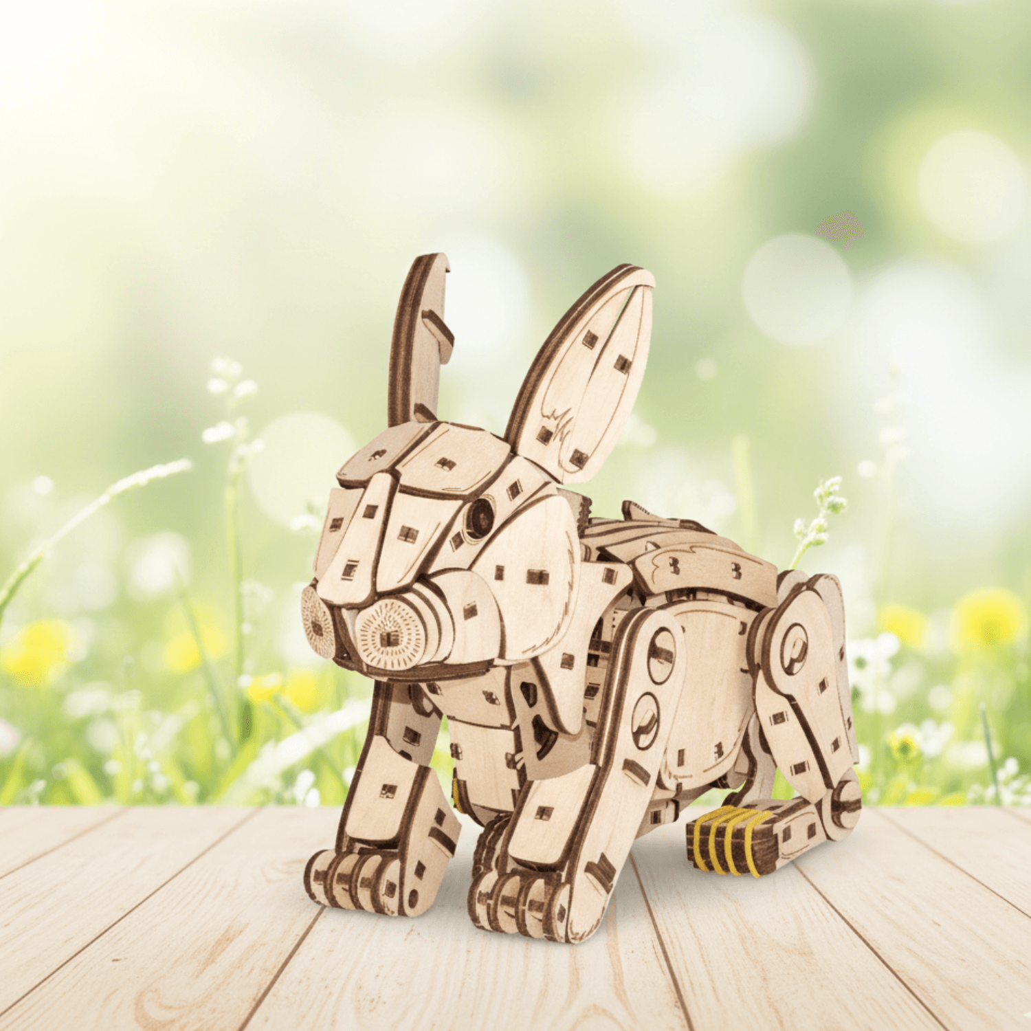 Mechanisch konijn Mechanische houten puzzel Eco-Wood-Art