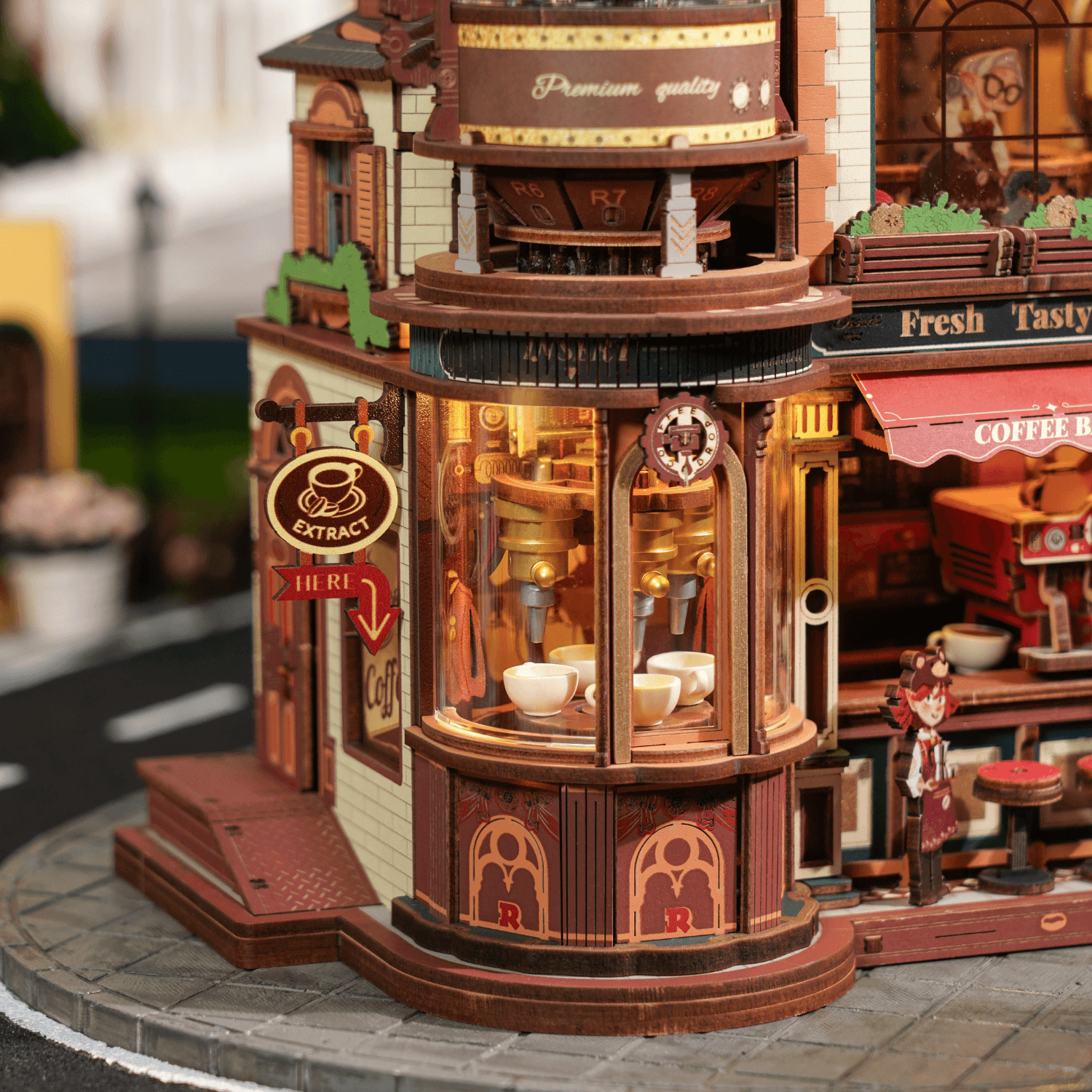 Dream Coffee Factory Mechanical Wooden Puzzle by Robotime