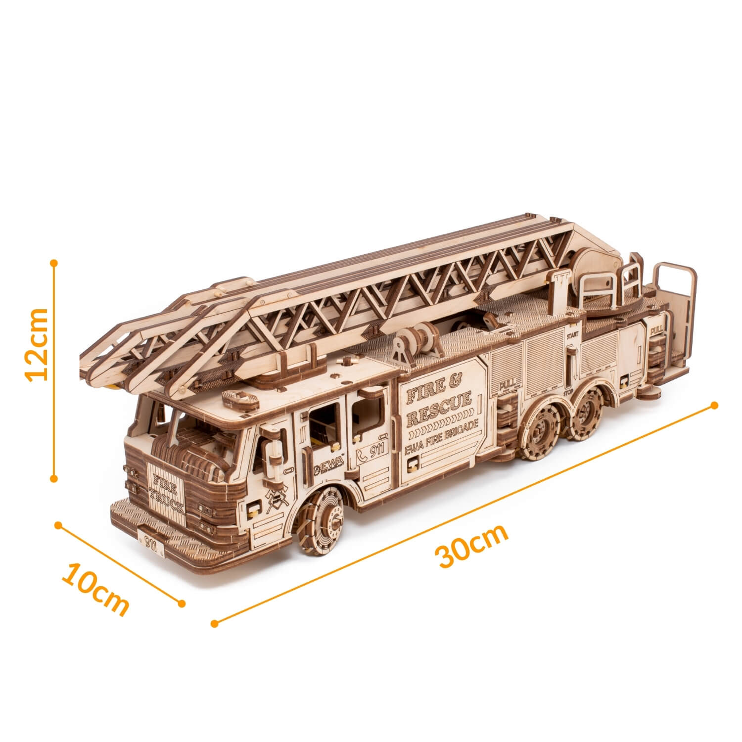Fire Truck Starter Set Mechanical Wooden Puzzle Eco-Wood-Art