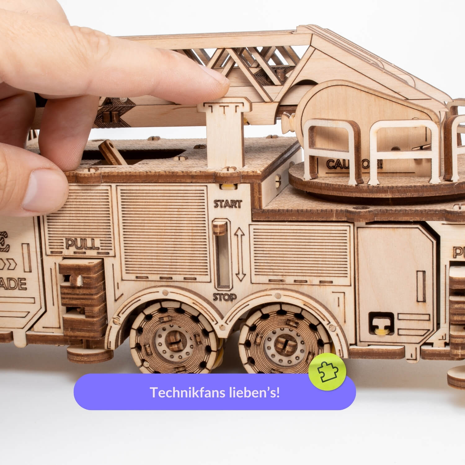 Fire Truck Starter Set Mechanical Wooden Puzzle Eco-Wood-Art