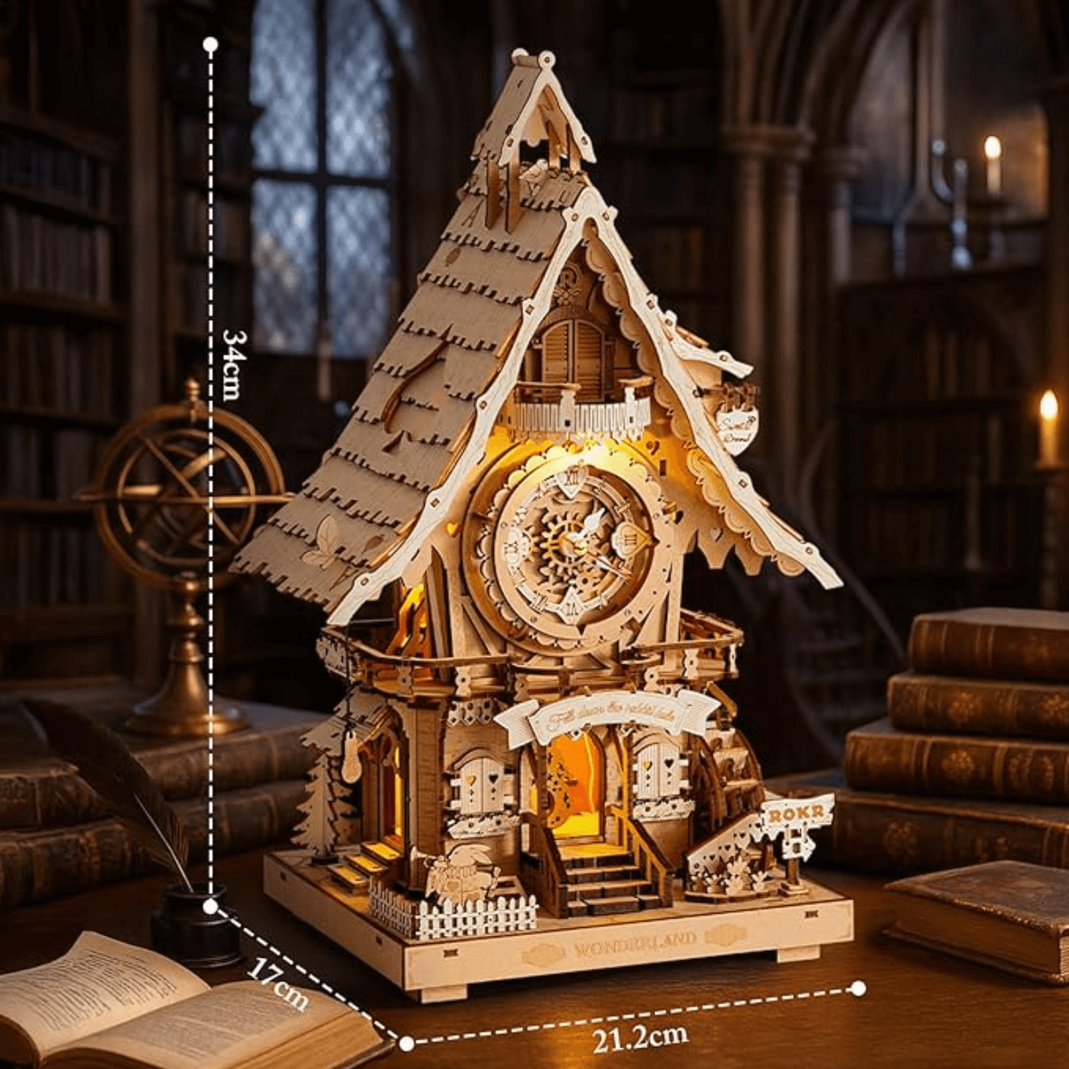 Kuckucksuhr | Farblos | 3D-Holzpuzzle