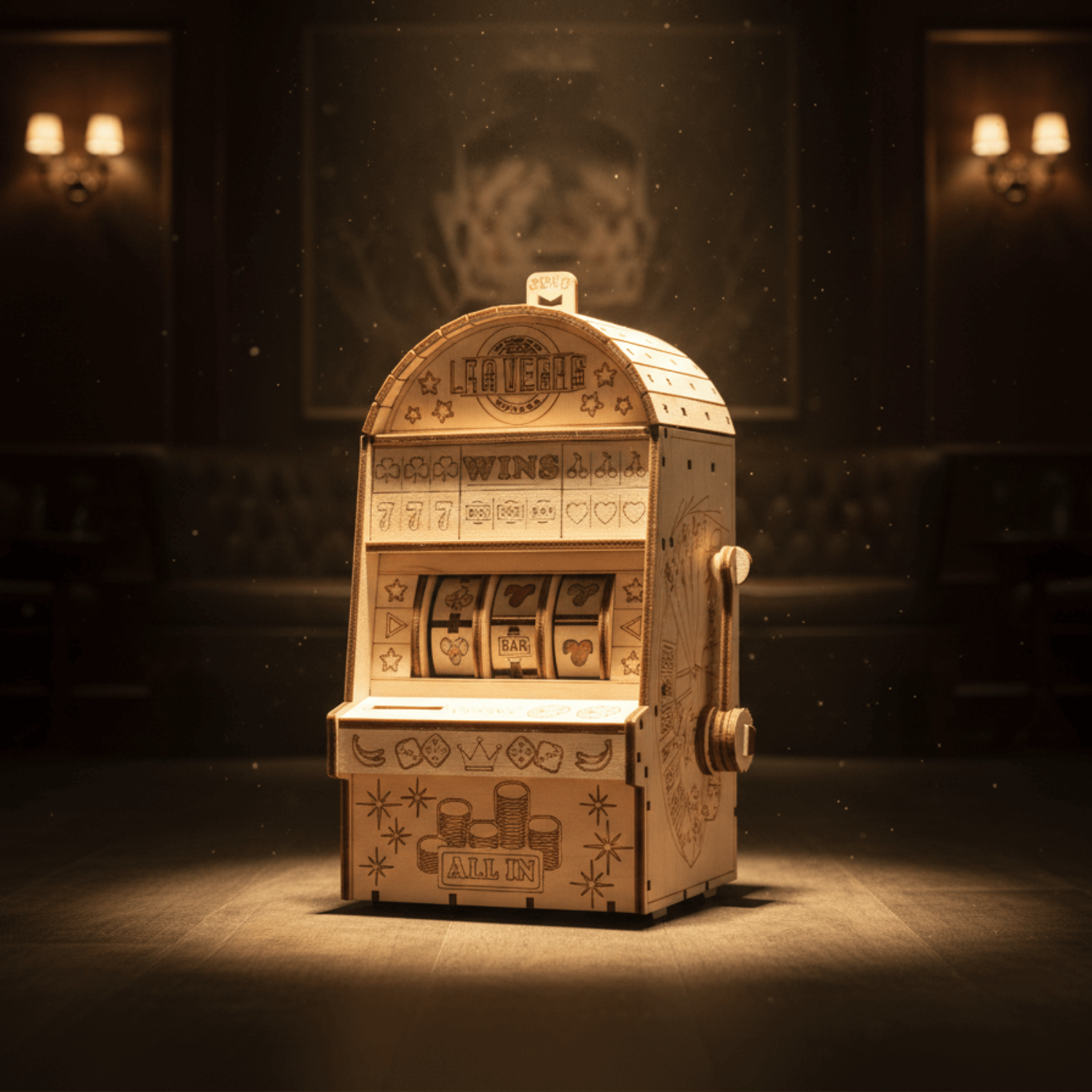 Eenarmige bandiet Mechanische houten puzzel Eco-Wood-Art