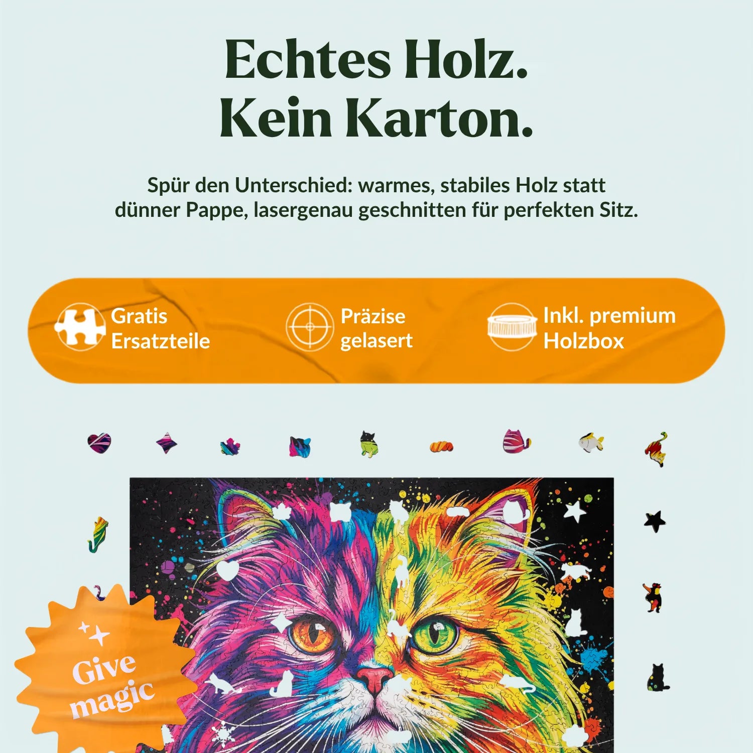 Kleurrijke Perzische kat houten puzzel (2D) MagicHolz