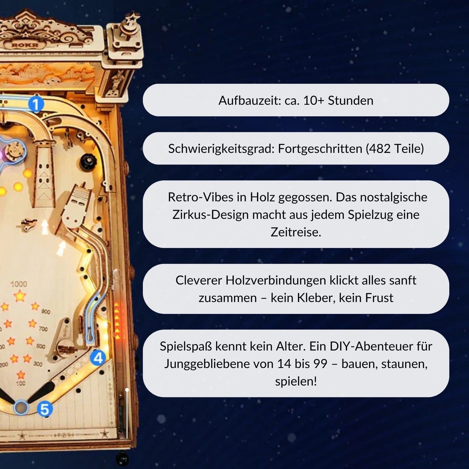 3D Pinball Machine – Wooden Pinball Machine (Starter Kit Bundle) Mechanical Wooden Puzzle Robotime