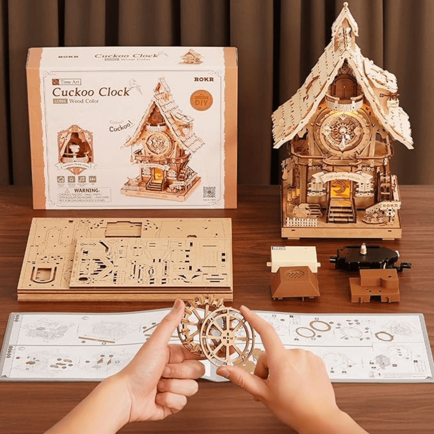 Kuckucksuhr | Farblos | 3D-Holzpuzzle