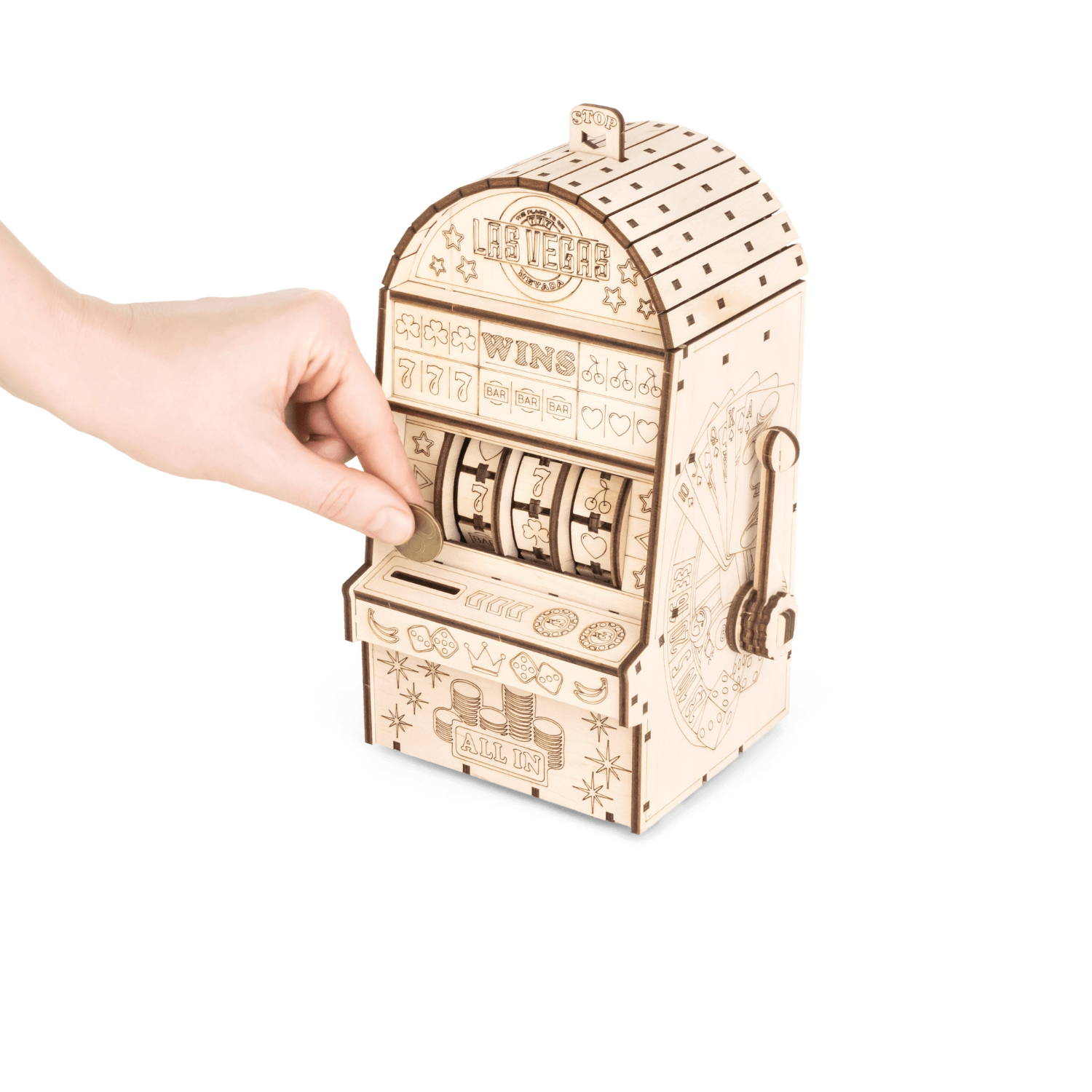 Eenarmige bandiet Mechanische houten puzzel Eco-Wood-Art