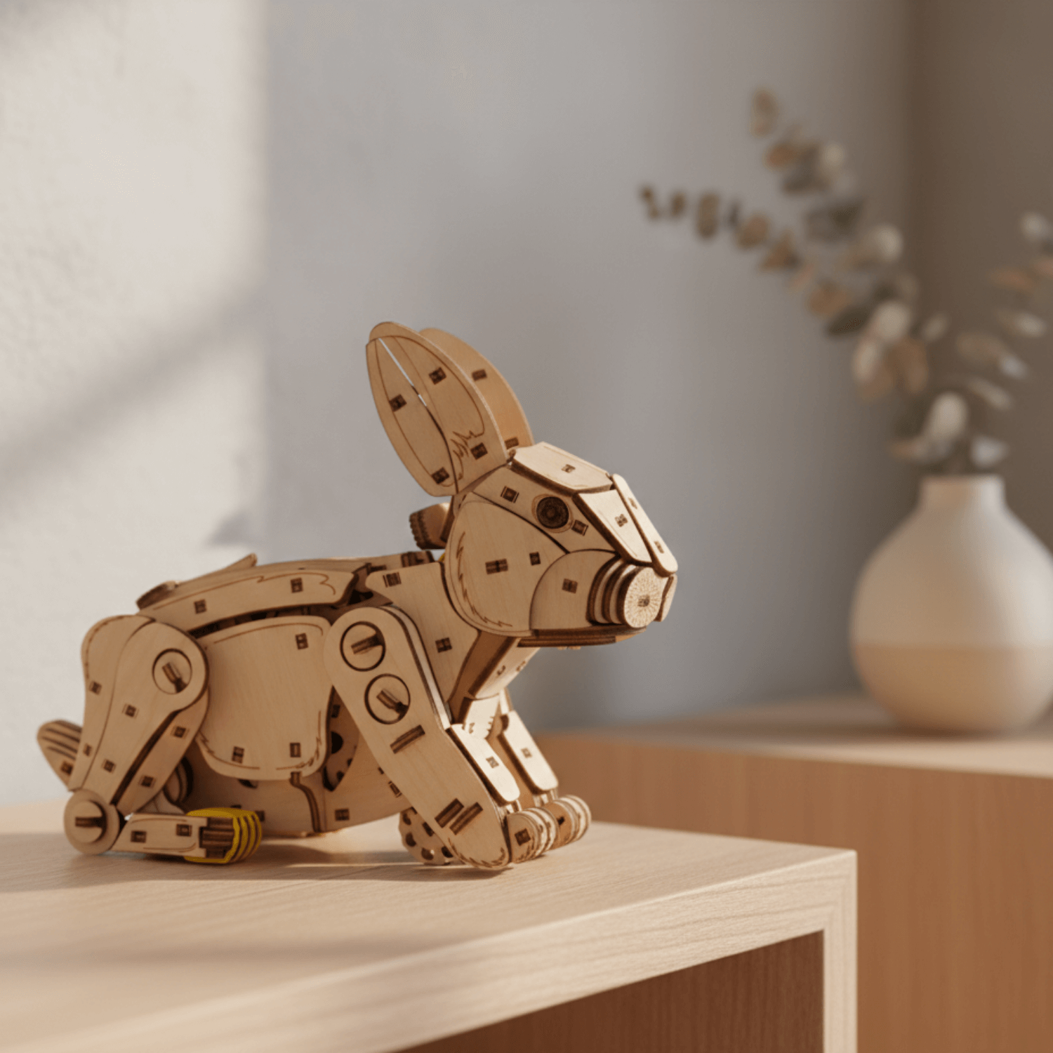 Mechanisch konijn Mechanische houten puzzel Eco-Wood-Art