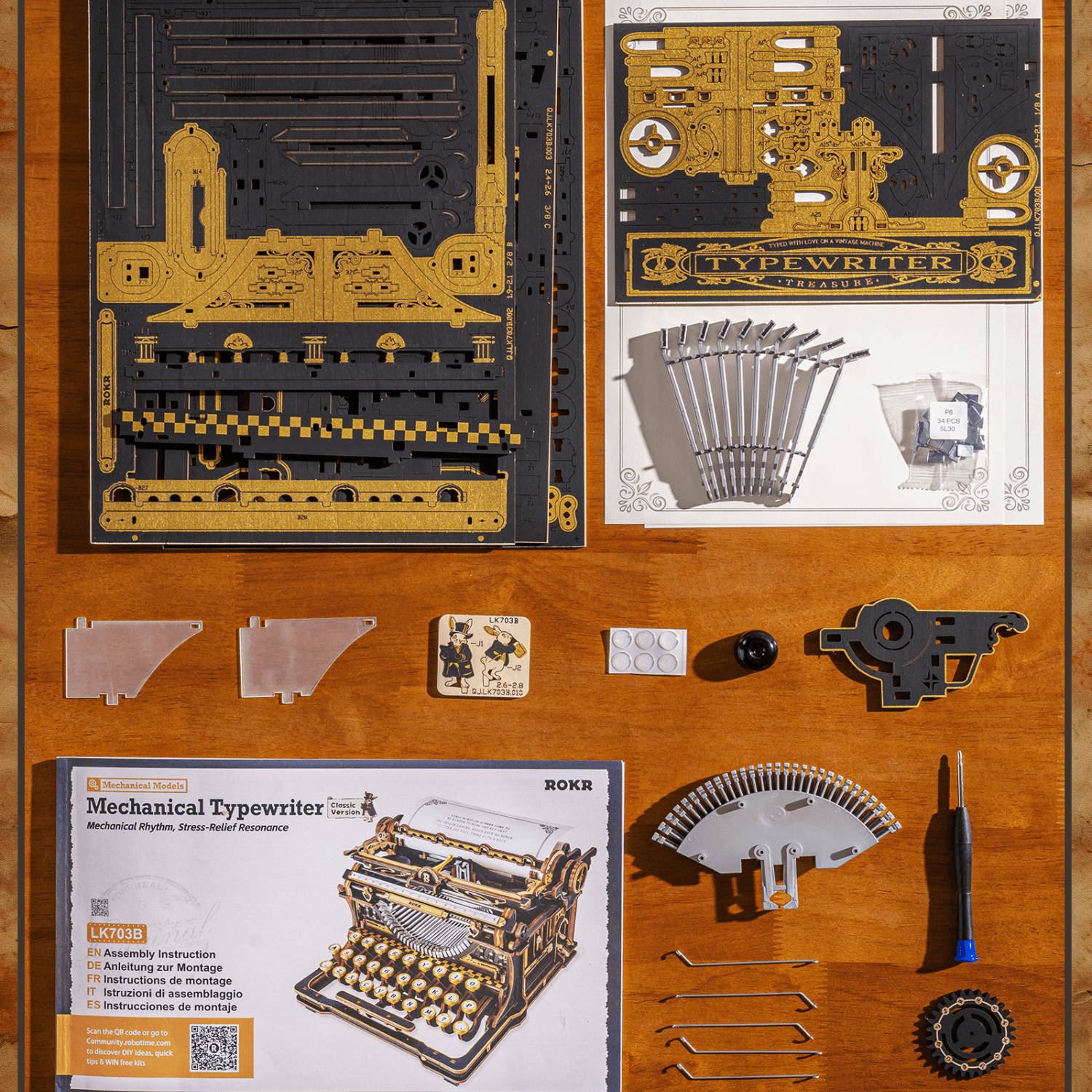 Mechanical Typewriter | Robotime Mechanical Typewriter Kit