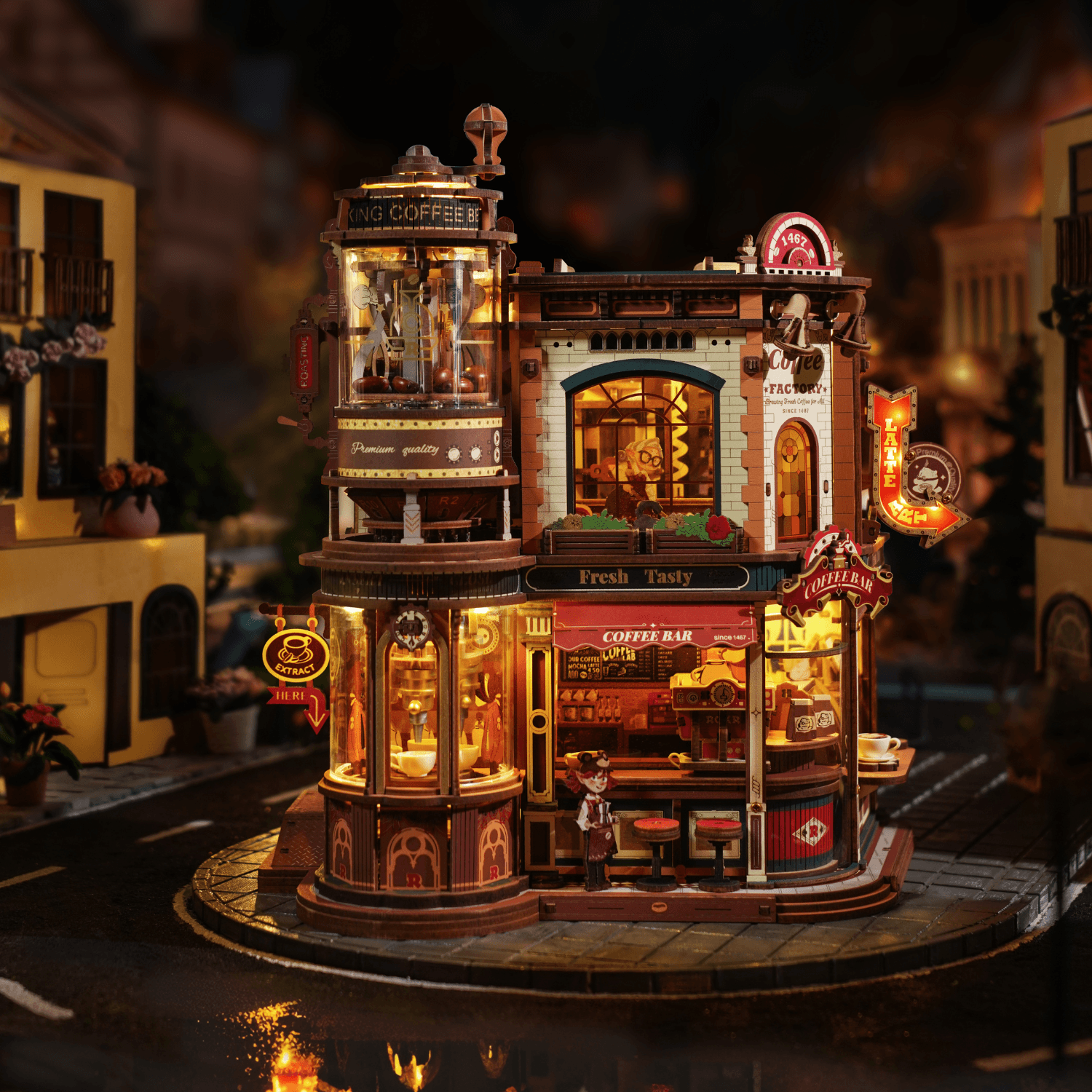 Dream Coffee Factory Mechanical Wooden Puzzle by Robotime