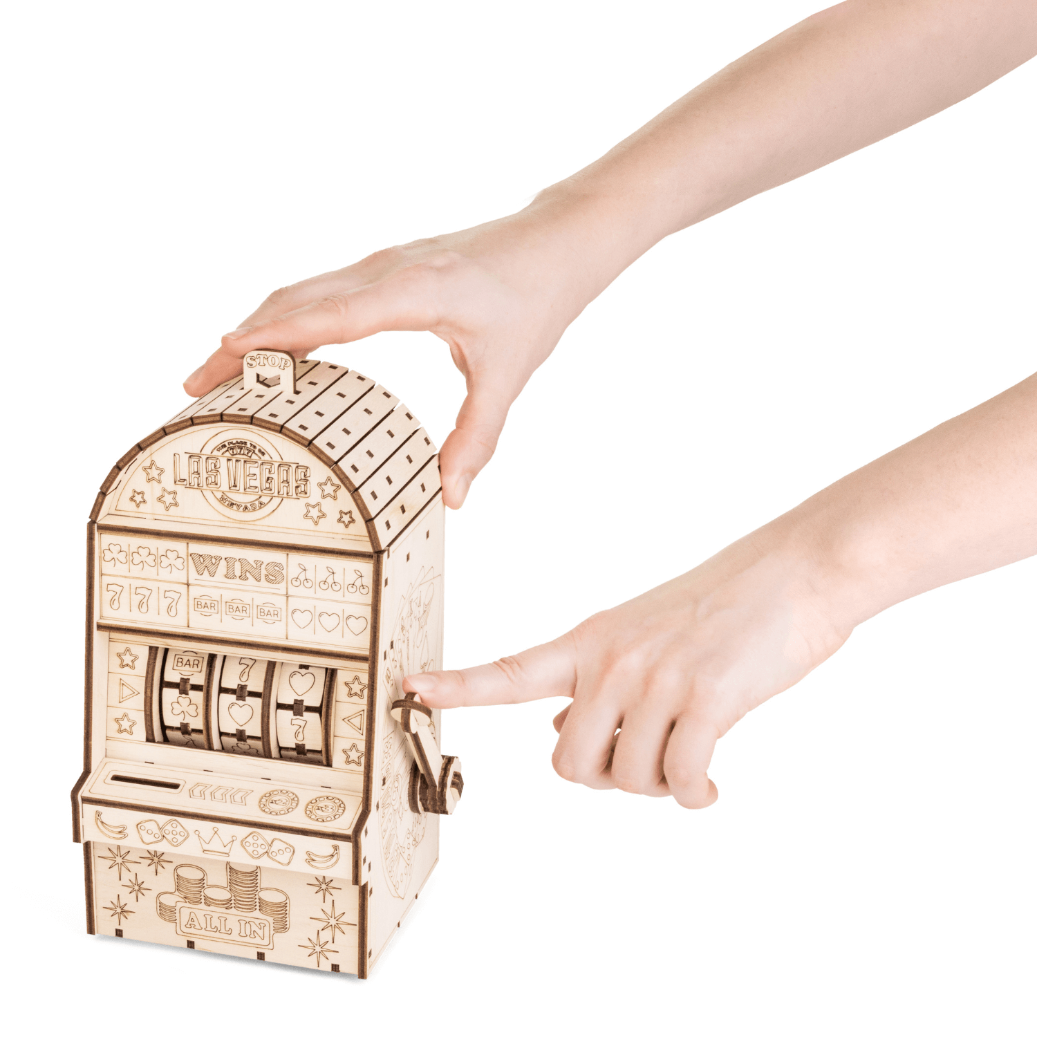 Eenarmige bandiet Mechanische houten puzzel Eco-Wood-Art