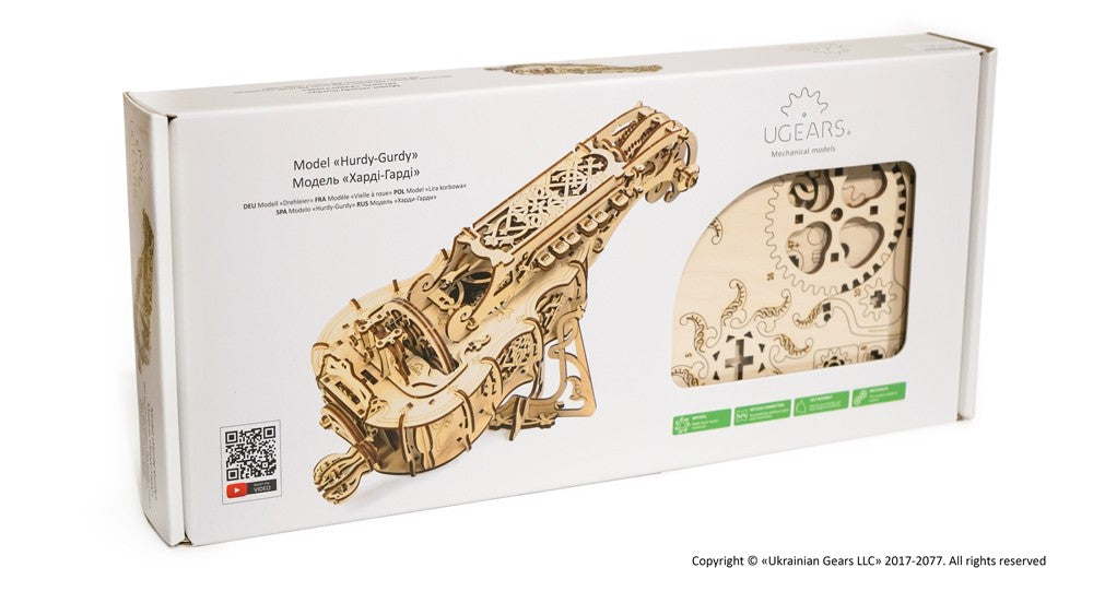 Hurdy Gurdy Drehleier Bausatz Mechanisches Holzpuzzle Ugears