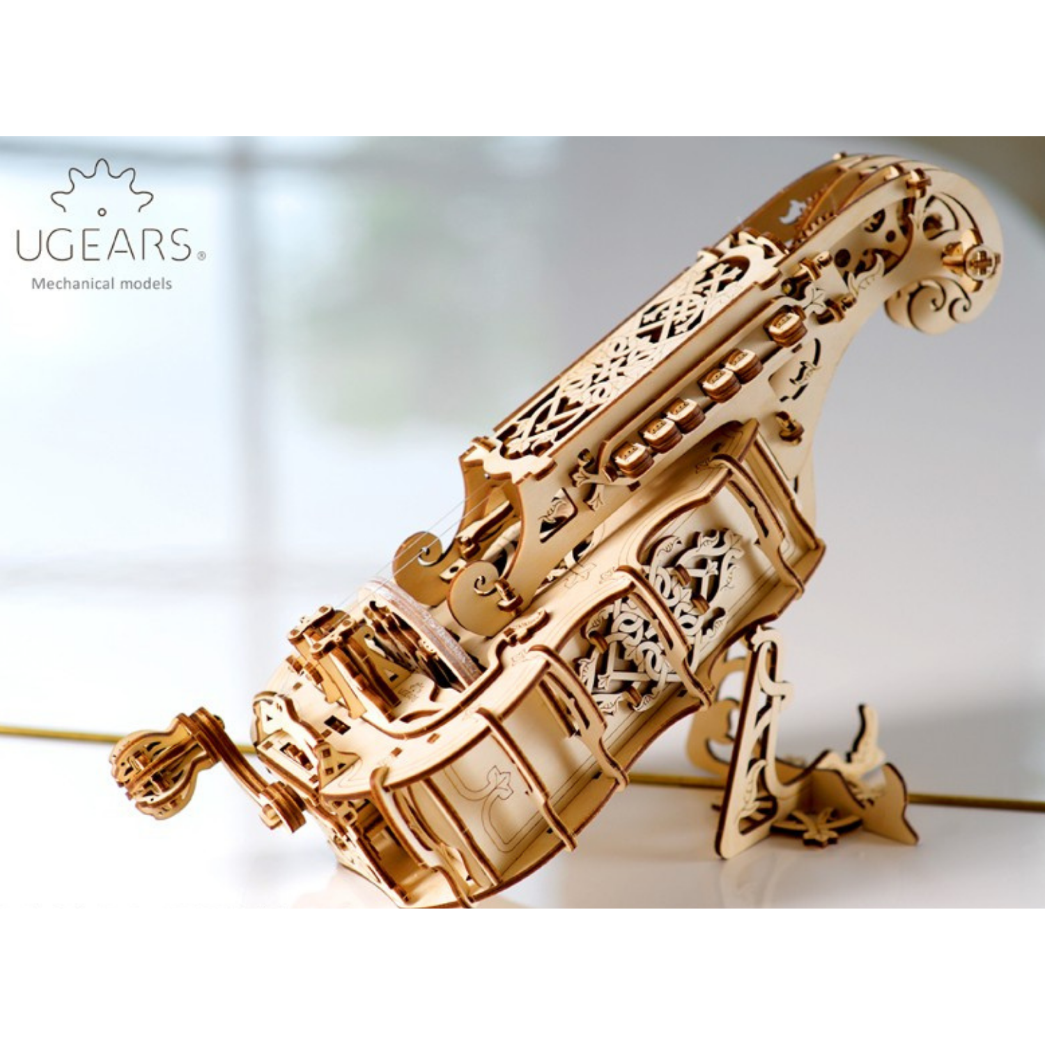 Hurdy Gurdy Drehleier Bausatz Mechanisches Holzpuzzle Ugears