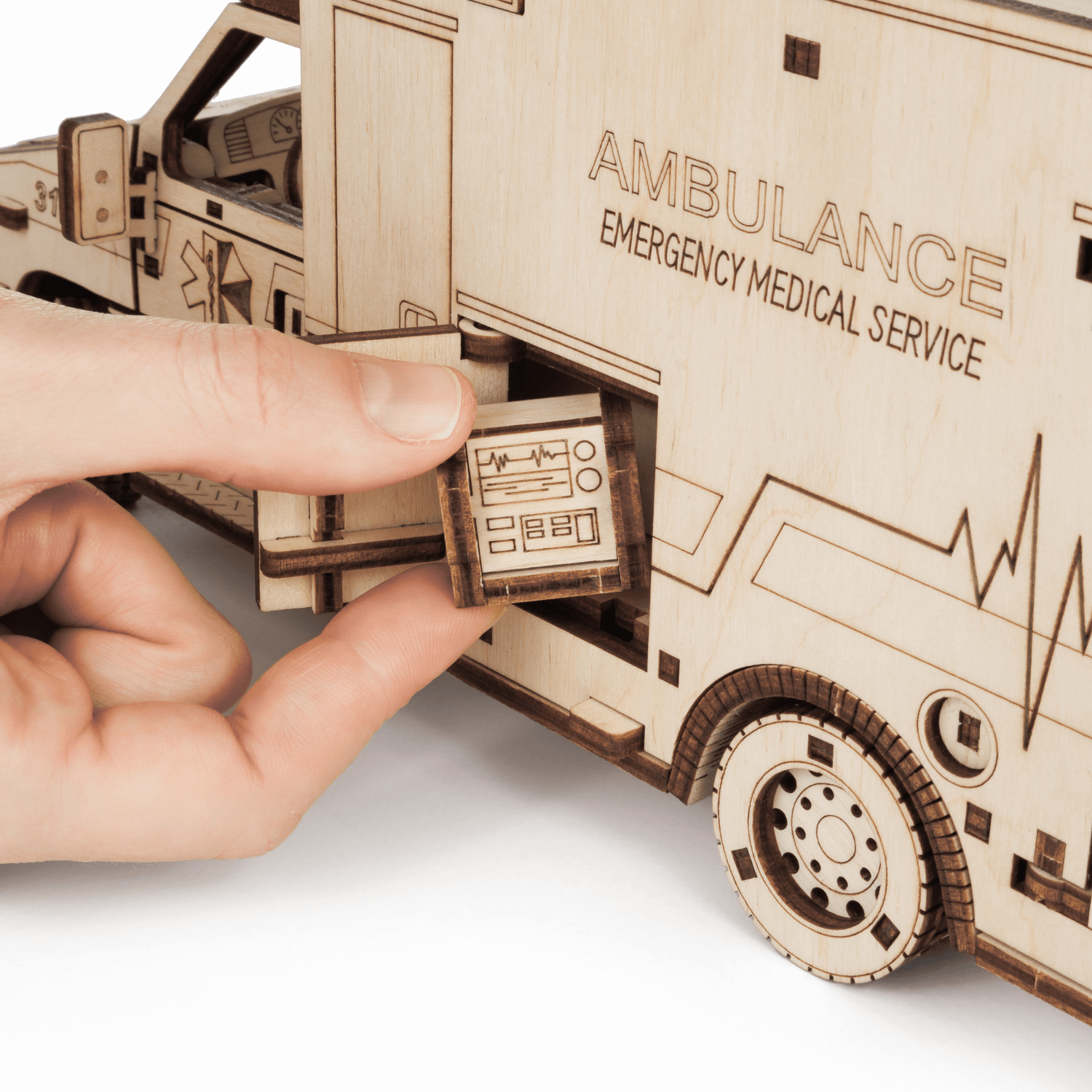 Ambulance Mechanische houten puzzel Eco-Wood-Art