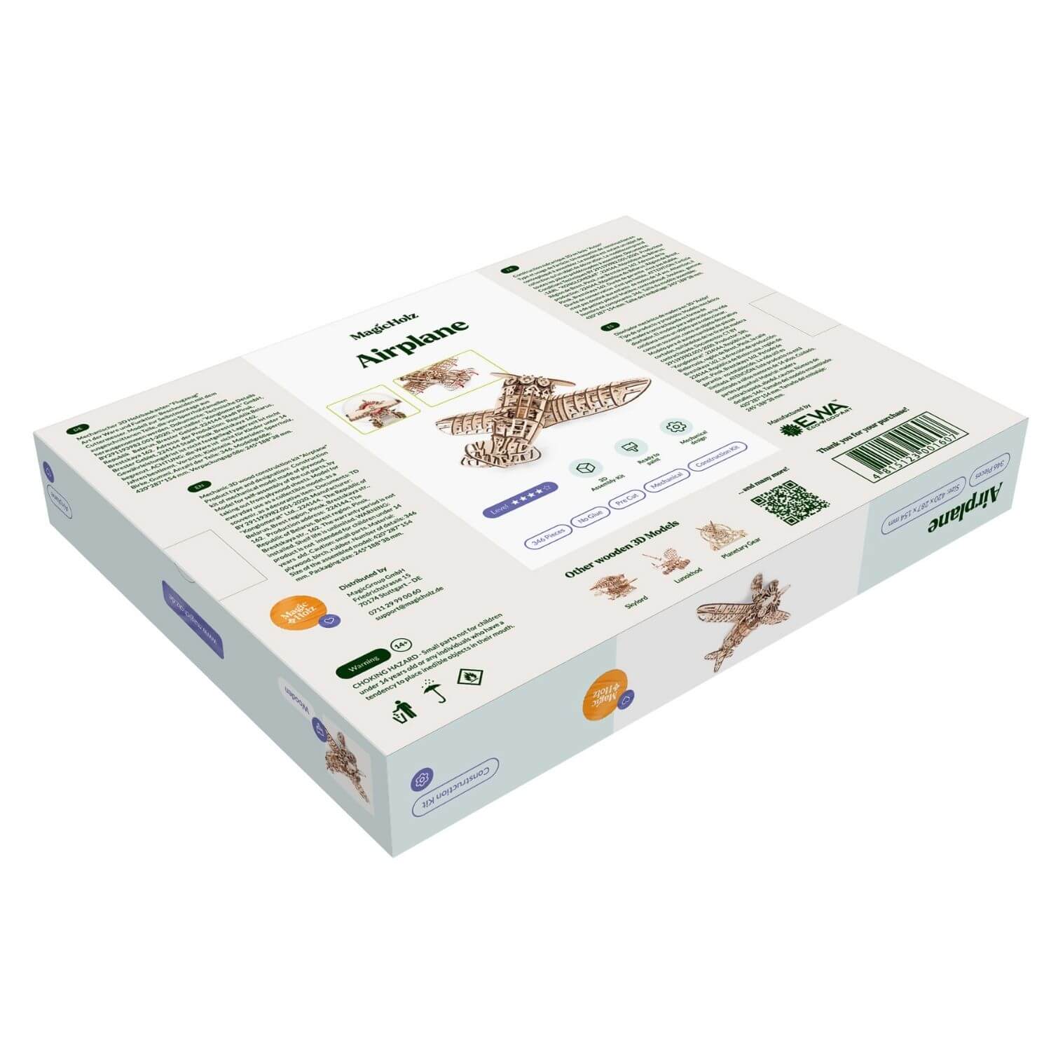 Mechanical airplane Mechanical wooden puzzle Eco-Wood-Art