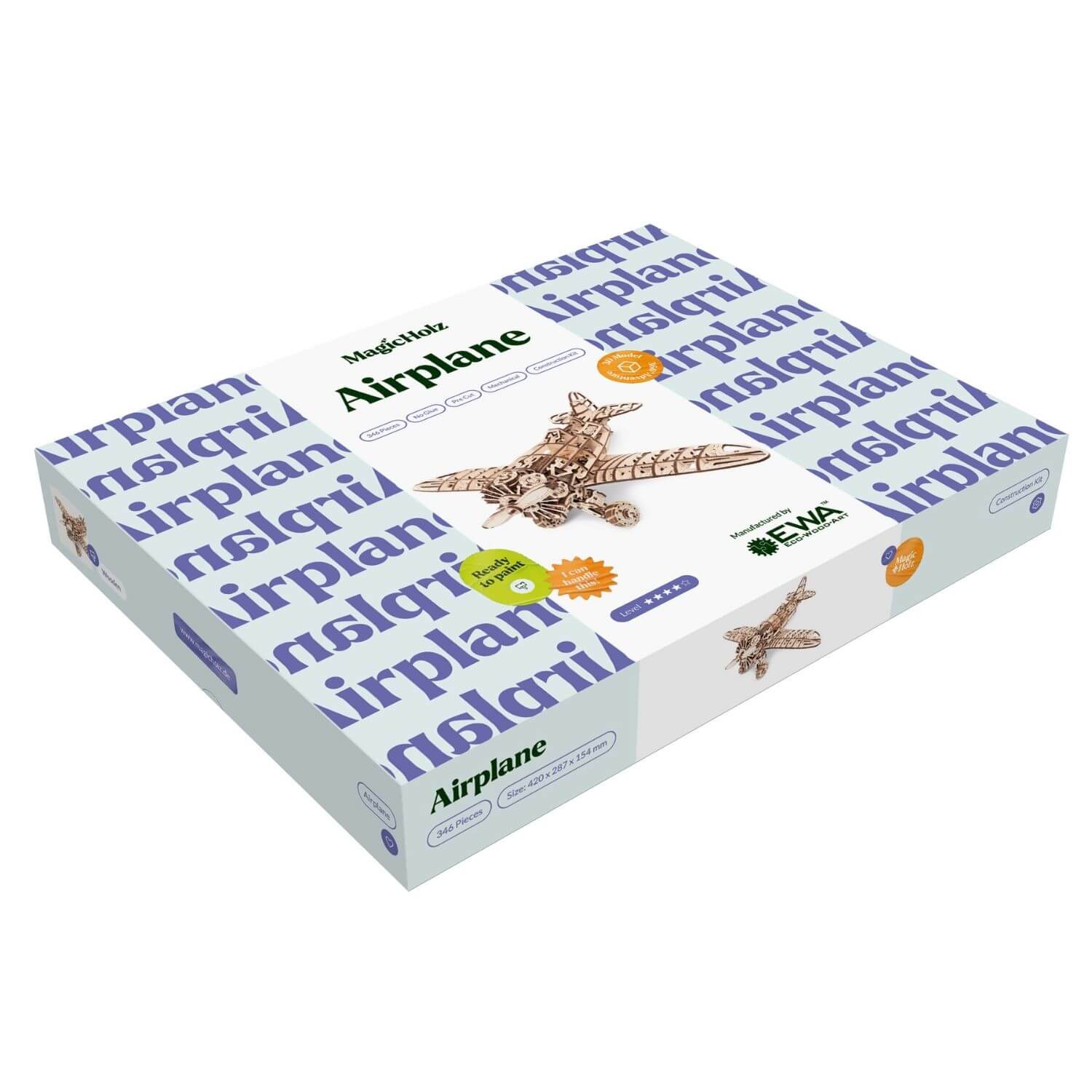 Mechanical airplane Mechanical wooden puzzle Eco-Wood-Art