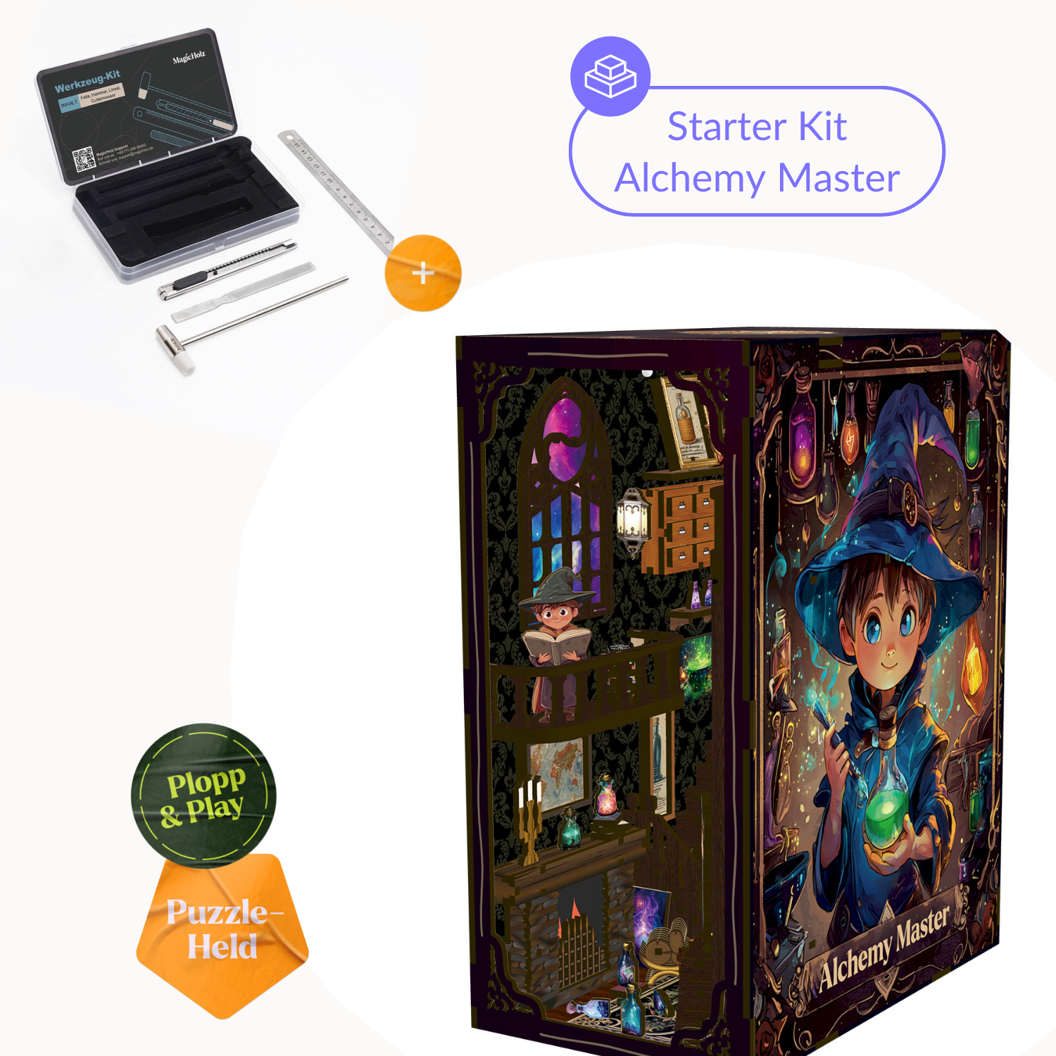 Alchemy Master | Diorama | Book Nook Diorama MagicHolz Starter Kit | Book Nook + Werkzeug