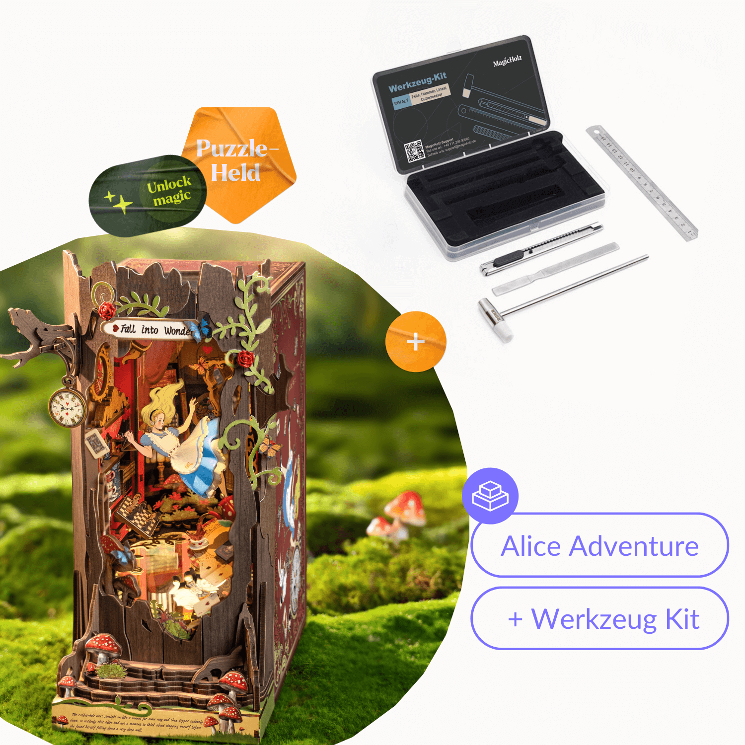 Alice Adventure | Book Nook Diorama Robotime Starter Kit | Book Nook + Tools
