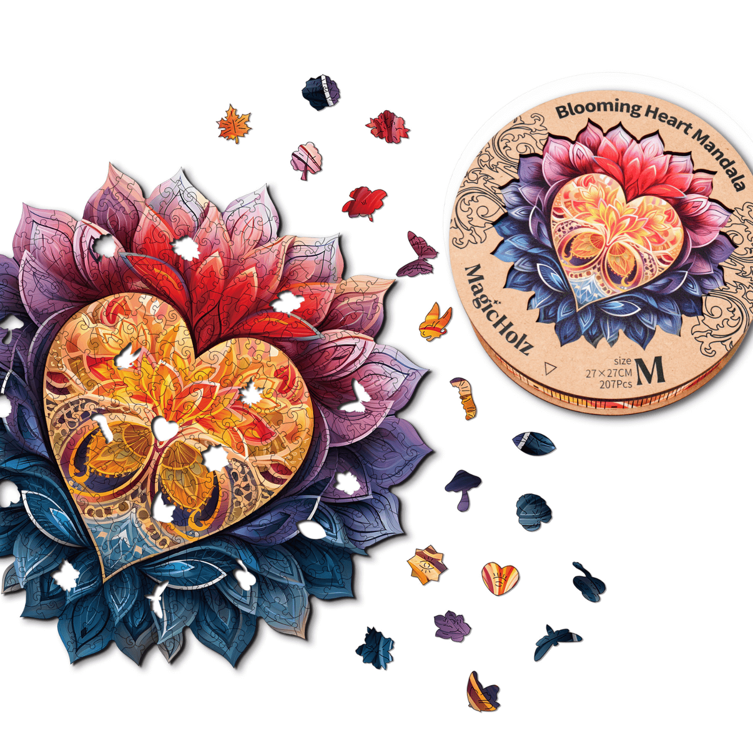 Cœur fleuri | Puzzle en bois Mandala MagicHolz