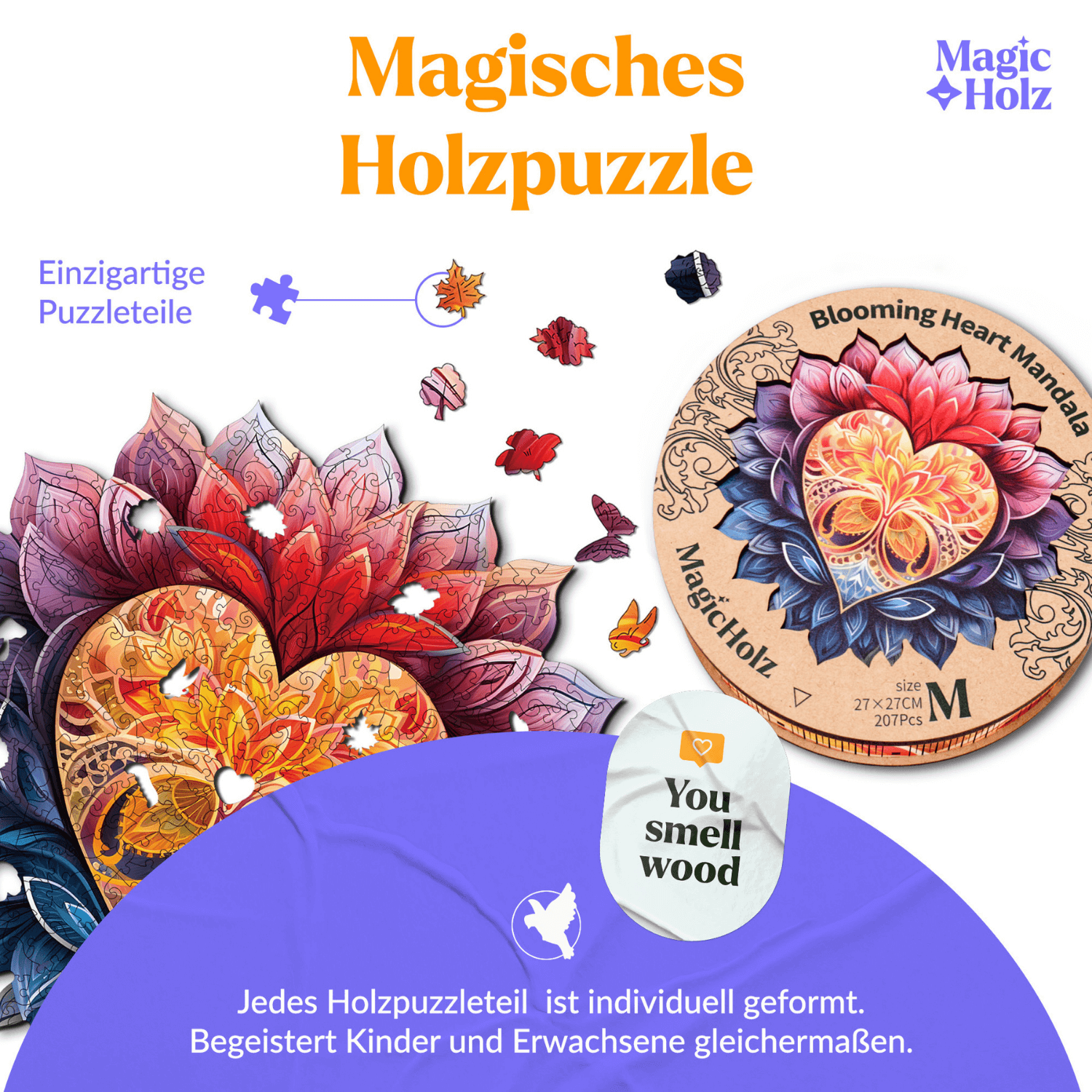 Cœur fleuri | Puzzle en bois Mandala MagicHolz