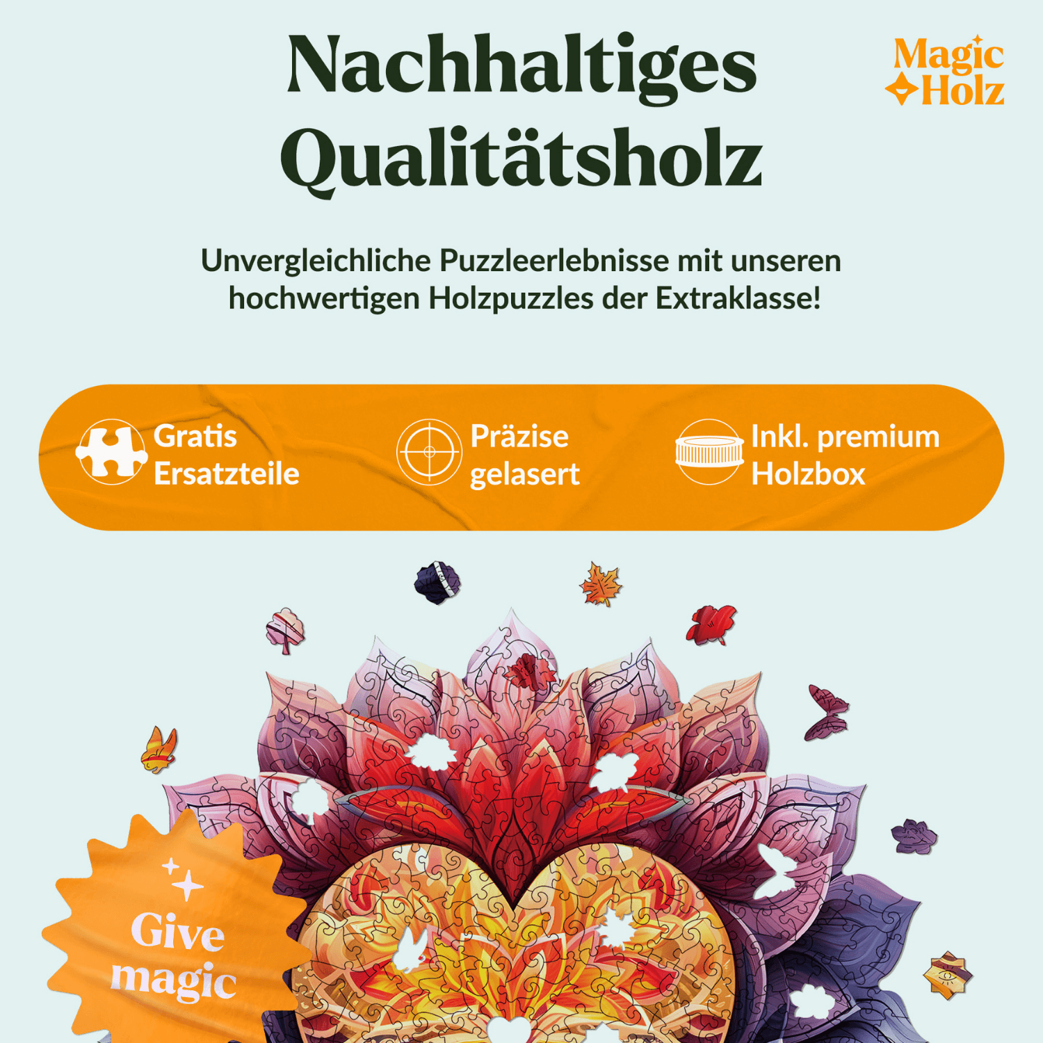Cœur fleuri | Puzzle en bois Mandala MagicHolz