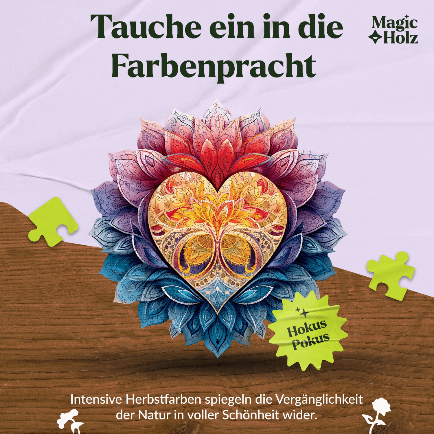 Cœur fleuri | Puzzle en bois Mandala MagicHolz