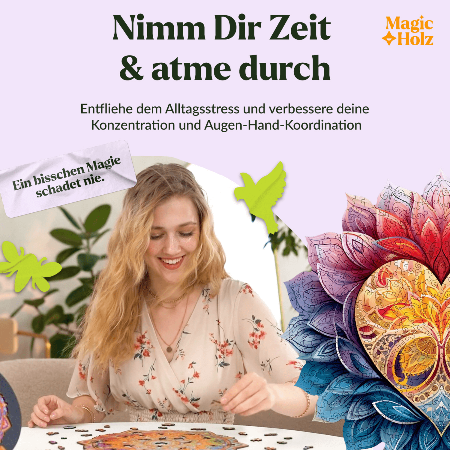 Cœur fleuri | Puzzle en bois Mandala MagicHolz