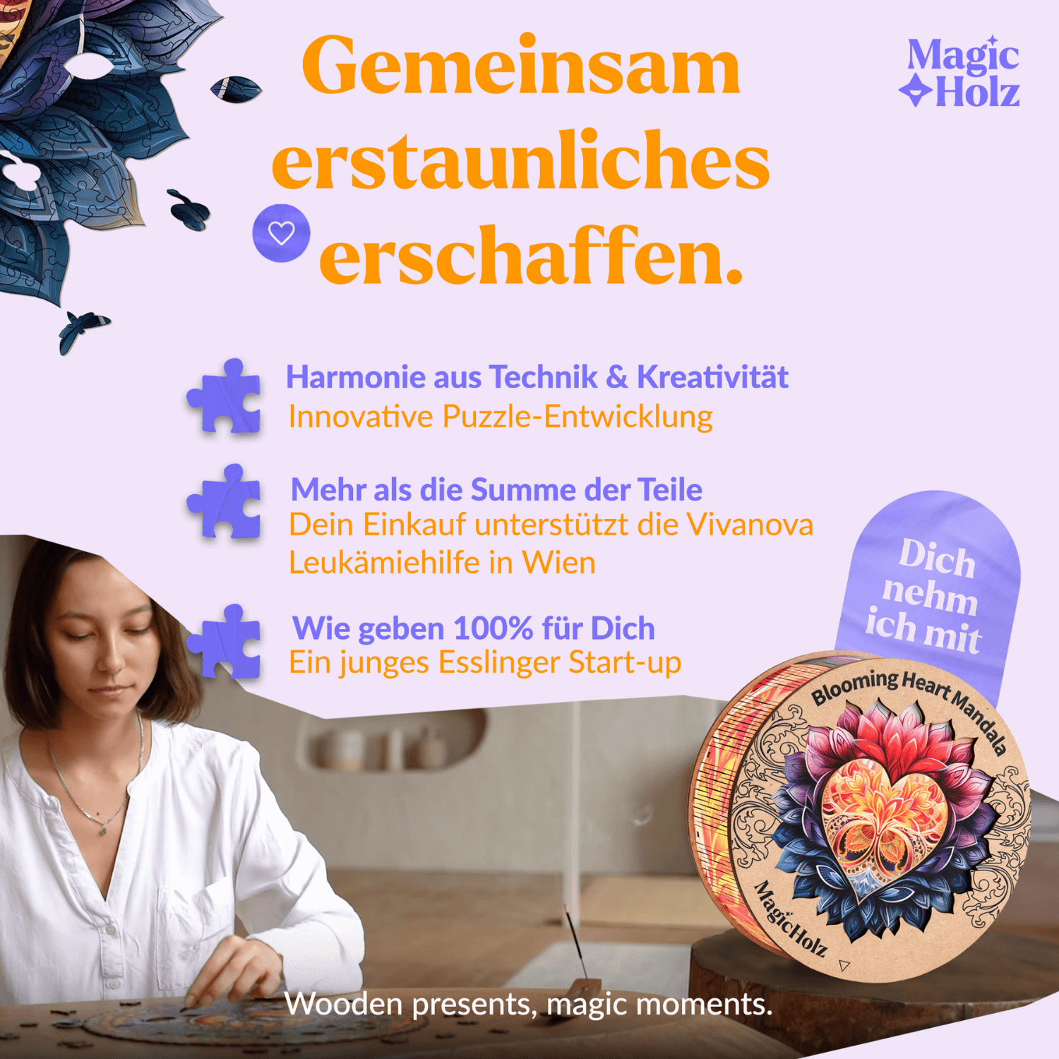 Cœur fleuri | Puzzle en bois Mandala MagicHolz