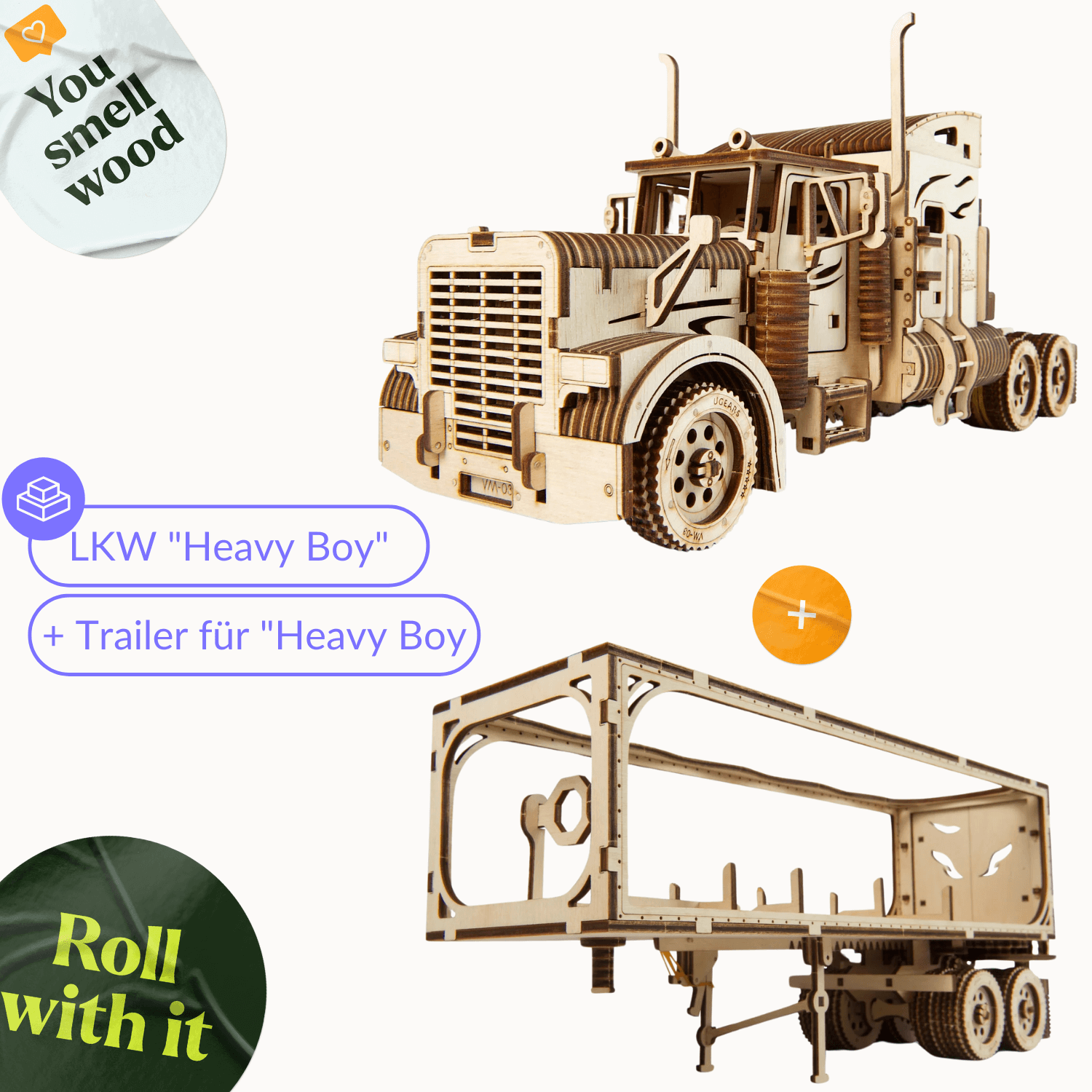 Camion "Heavy Boy" VM-03 Puzzle mécanique en bois Ugears Camion "Heavy Boy" VM-03 + remorque pour "Heavy Boy