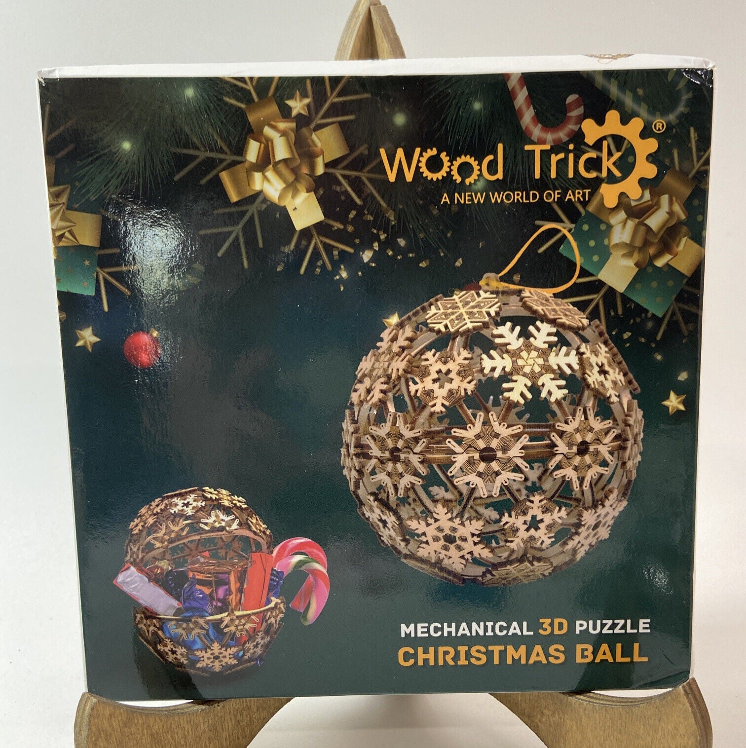 Weihnachtskugel-Mechanisches Holzpuzzle-WoodTrick--