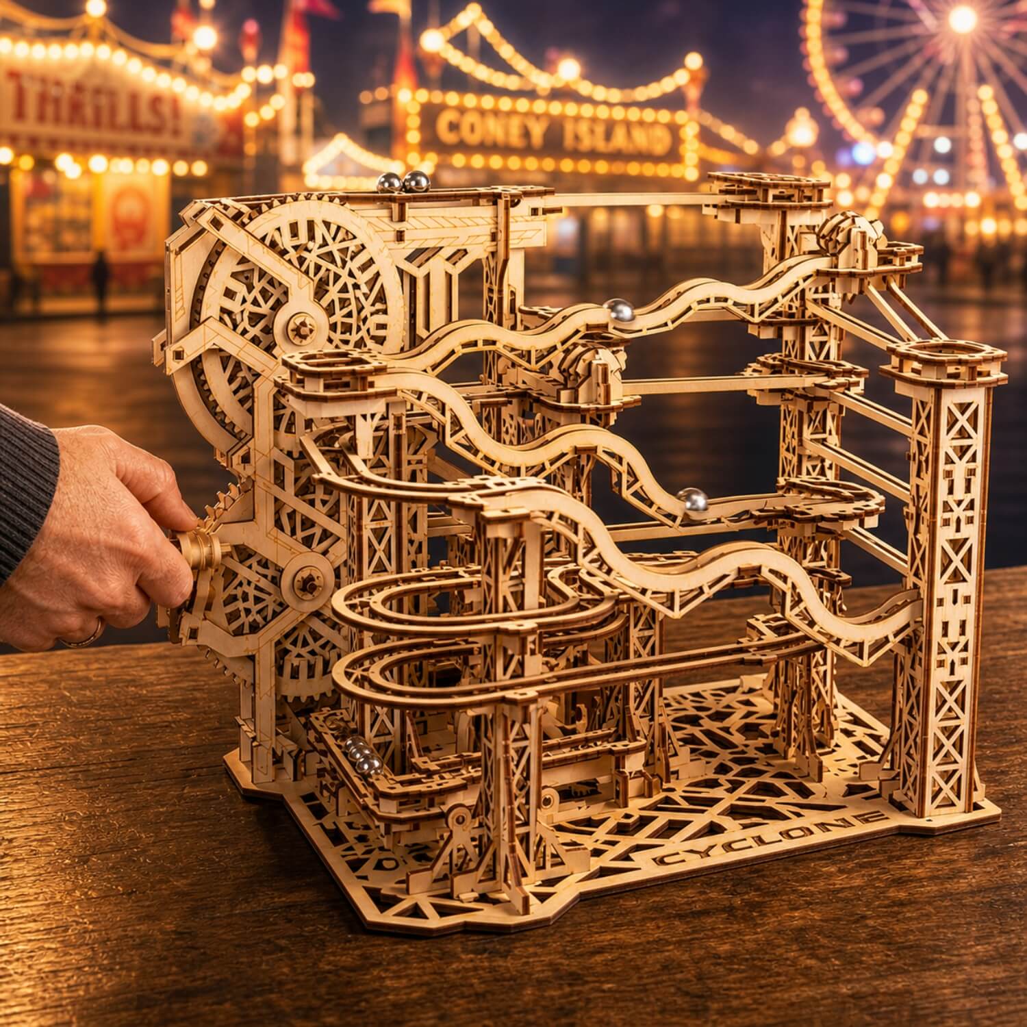 Kit de construction mécanique Cyclone Marble Run Eco-Wood-Art
