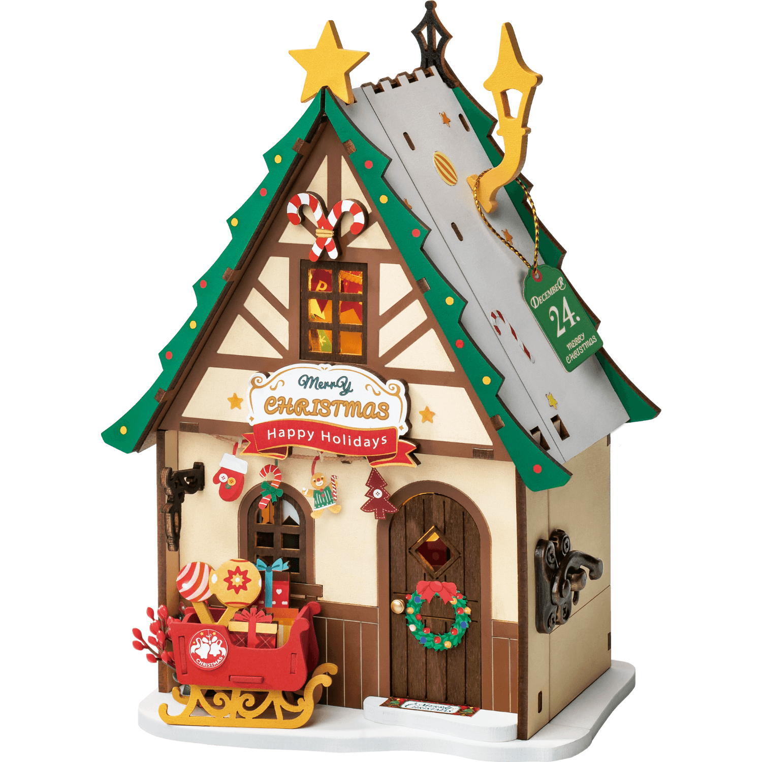 Funkelndes Weihnachtshaus Miniaturhaus Robotime
