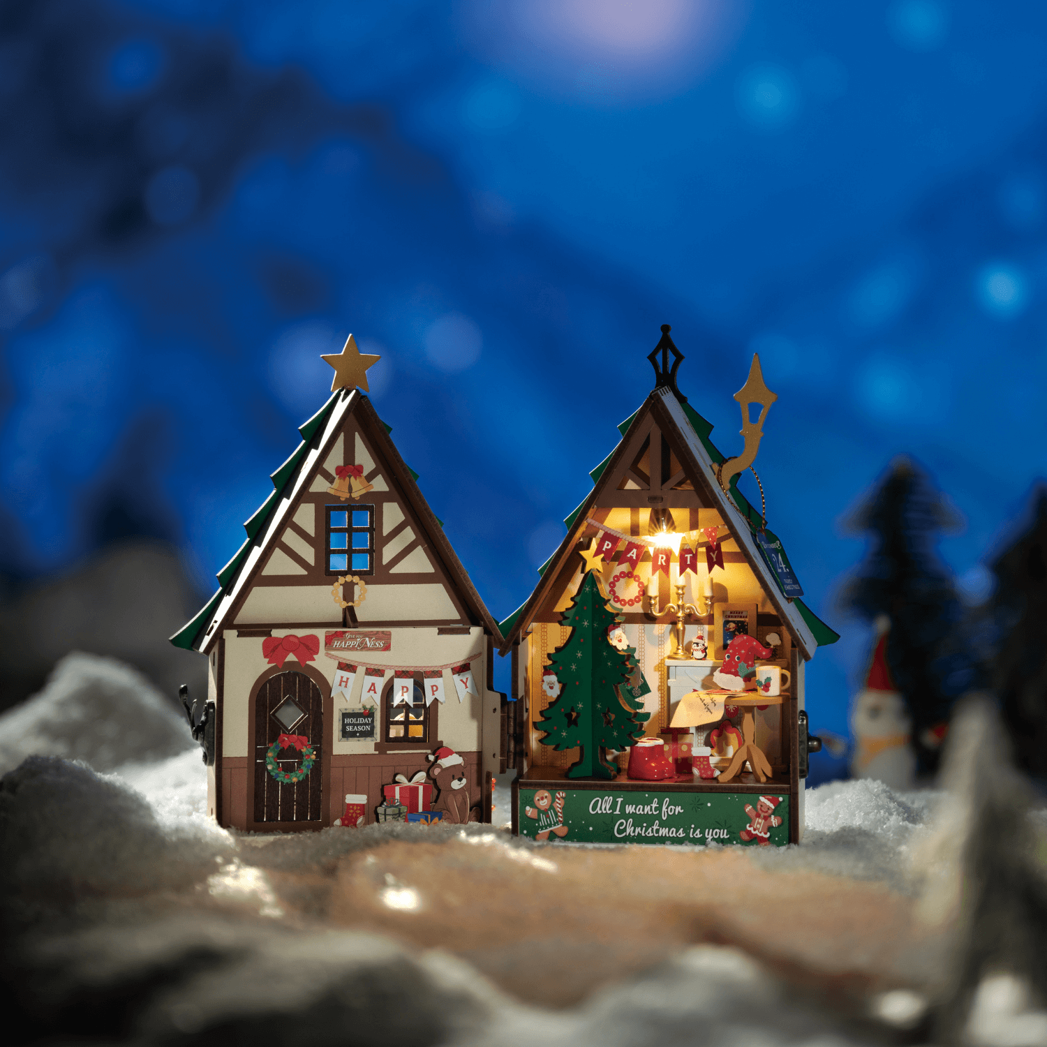 Funkelndes Weihnachtshaus Miniaturhaus Robotime