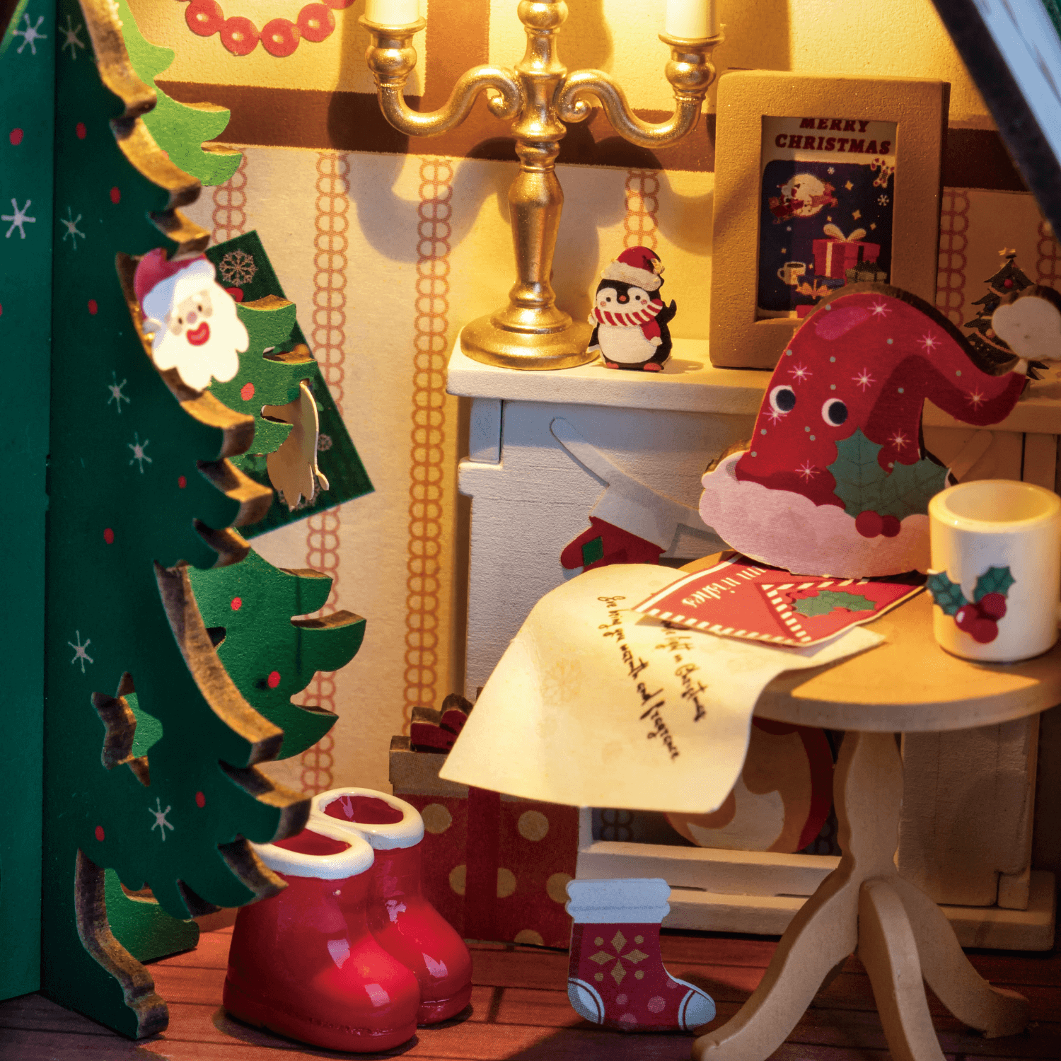Funkelndes Weihnachtshaus Miniaturhaus Robotime