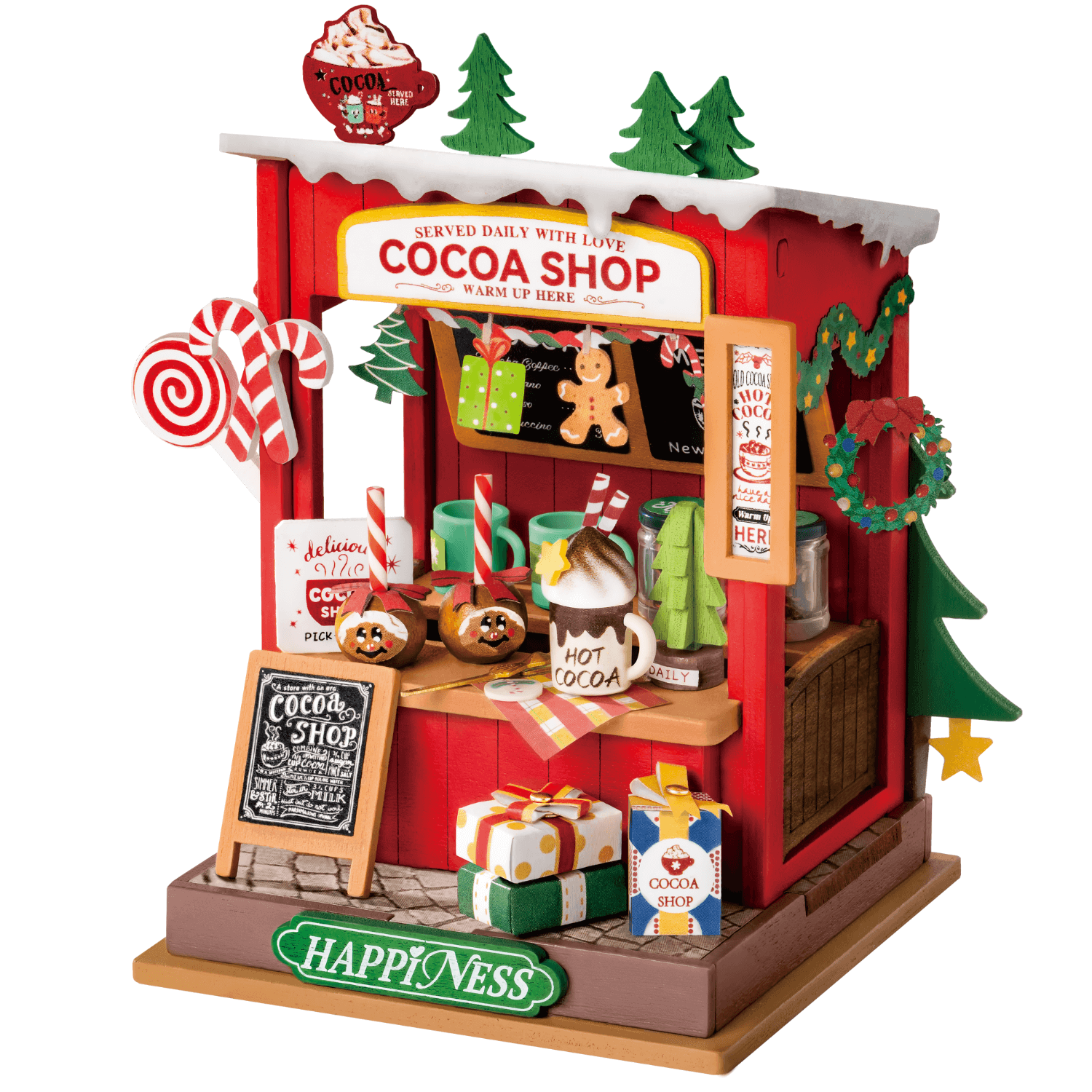 Weihnachtliche Kakao-Shop Miniaturhaus Robotime