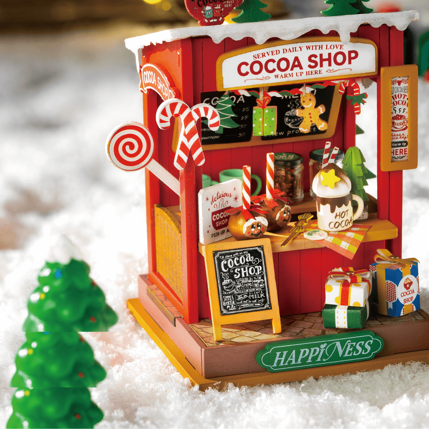 Weihnachtliche Kakao-Shop Miniaturhaus Robotime