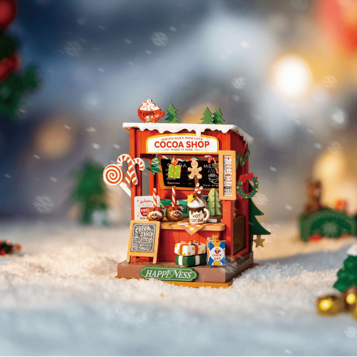 Weihnachtliche Kakao-Shop Miniaturhaus Robotime