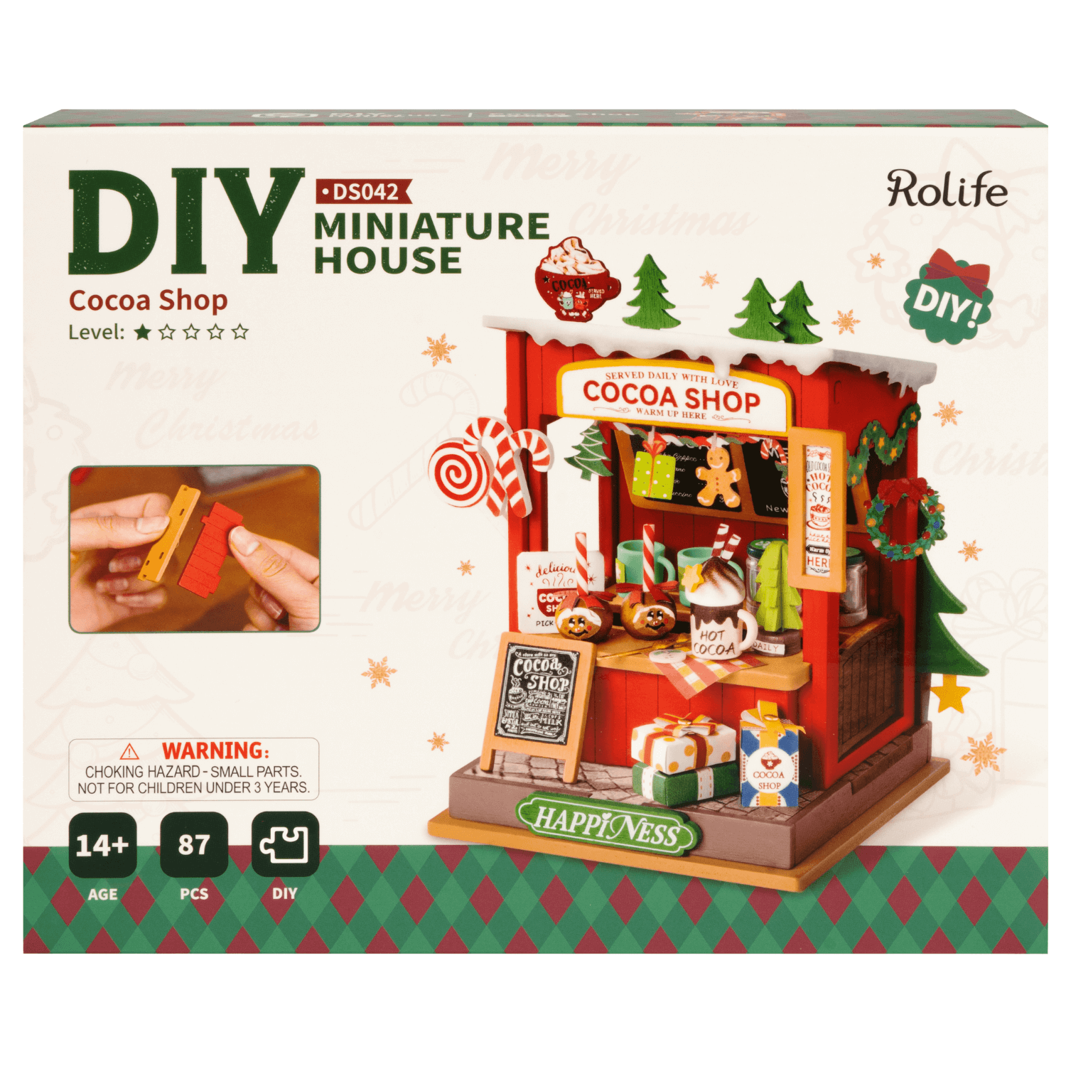 Weihnachtliche Kakao-Shop Miniaturhaus Robotime