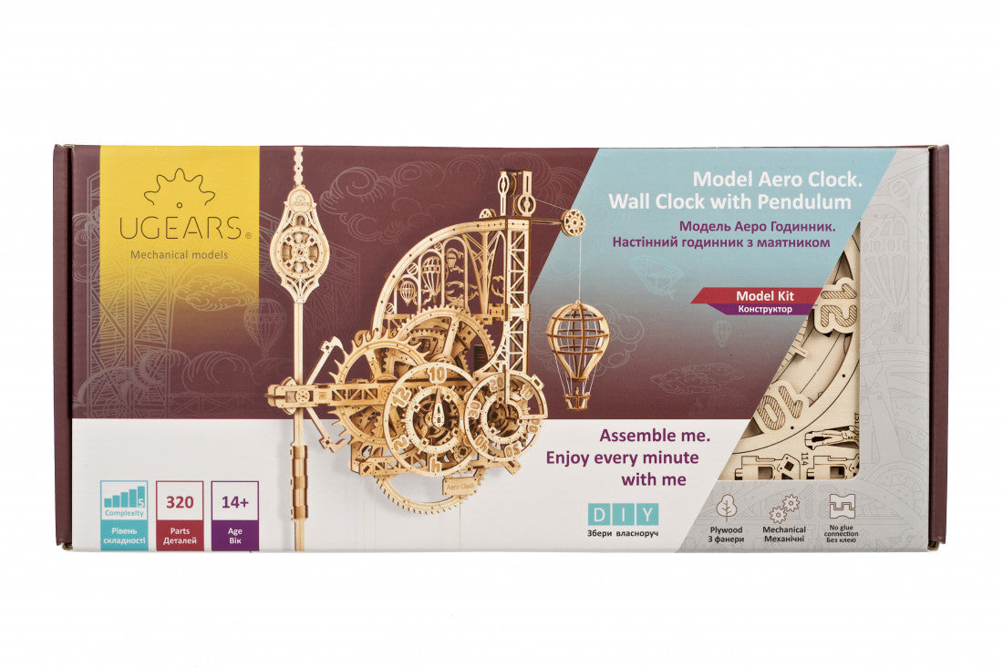 Aero Wanduhr mit Pendel Mechanisches Holzpuzzle Ugears