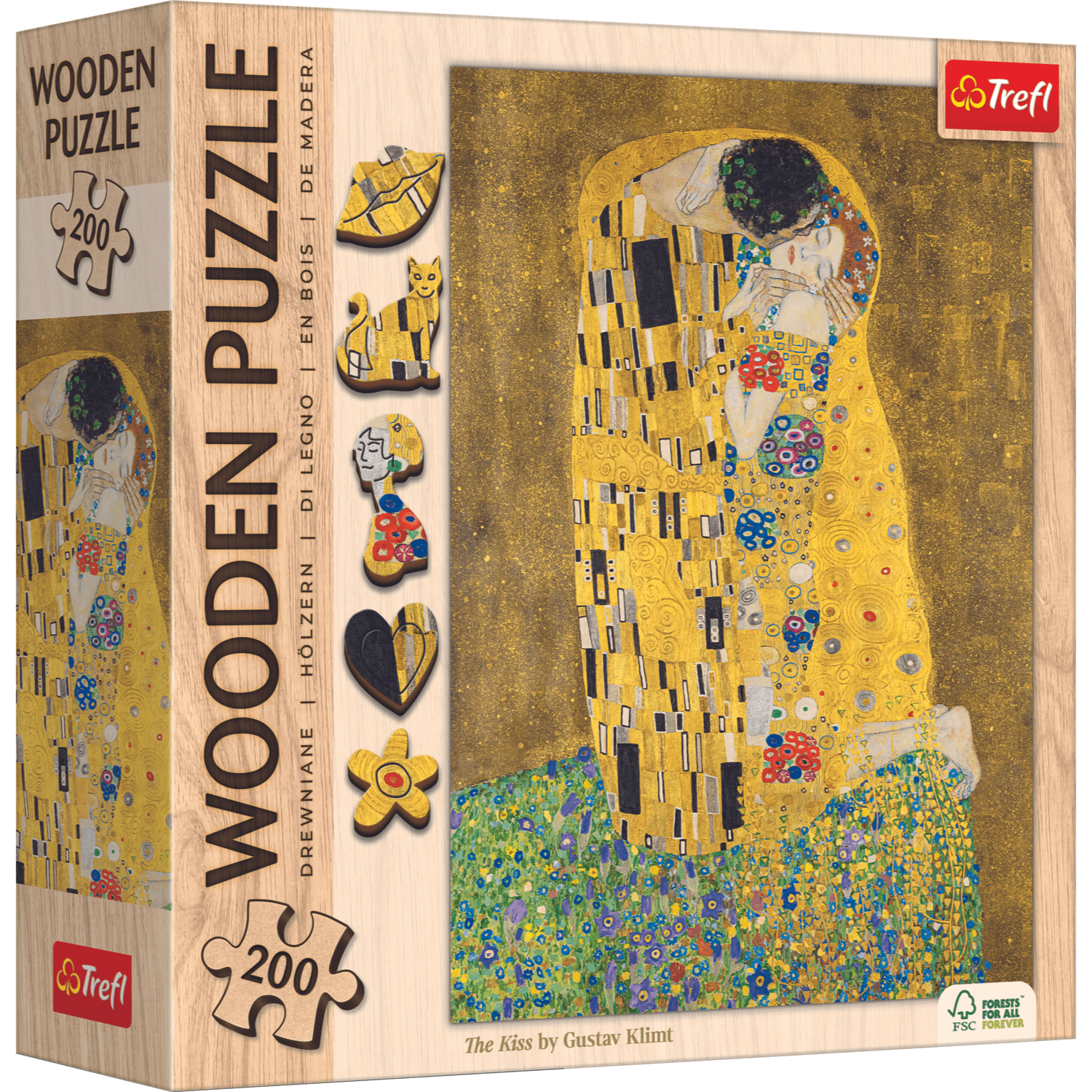 Der Kuss / Gustav Klimt | Holz Puzzle 200 Holzpuzzle TREFL